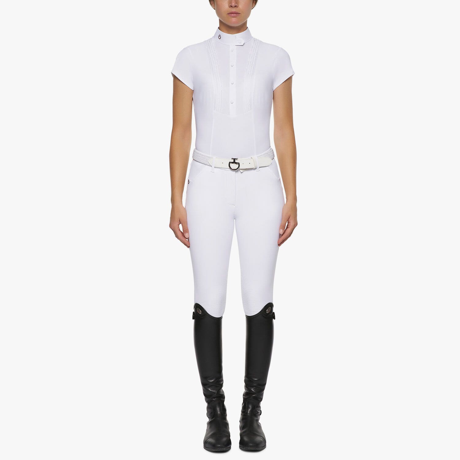 Cavalleria Toscana Camicia donna da concorso a maniche corte WHITE-1