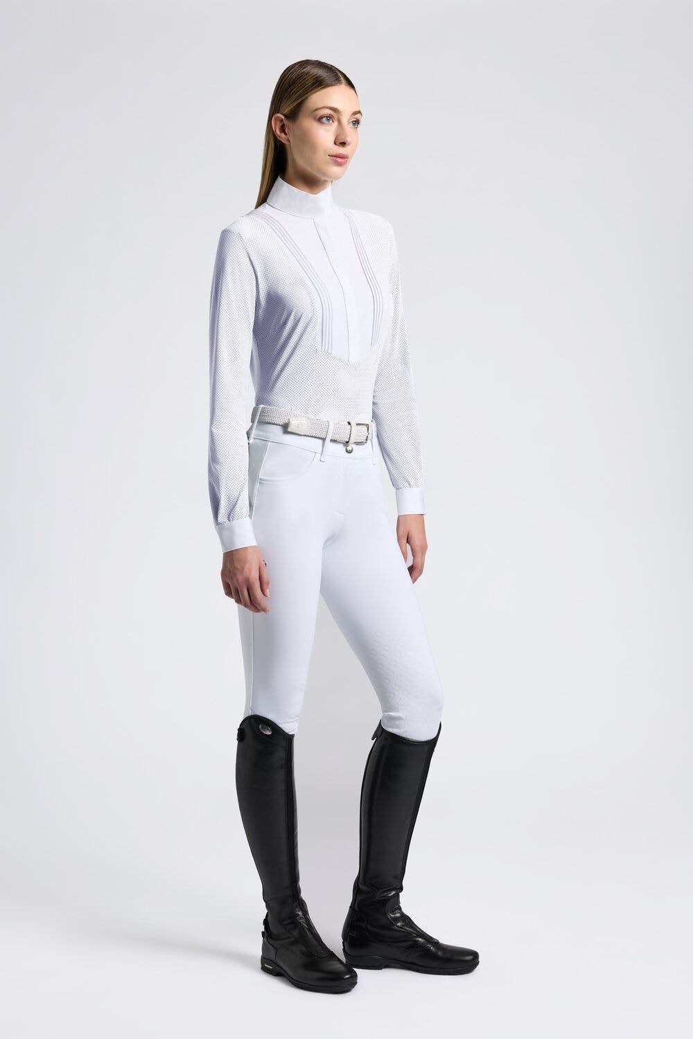 Cavalleria Toscana Women's Long Sleeve Riding Shirt | Cavalleria Toscana WHITE-1
