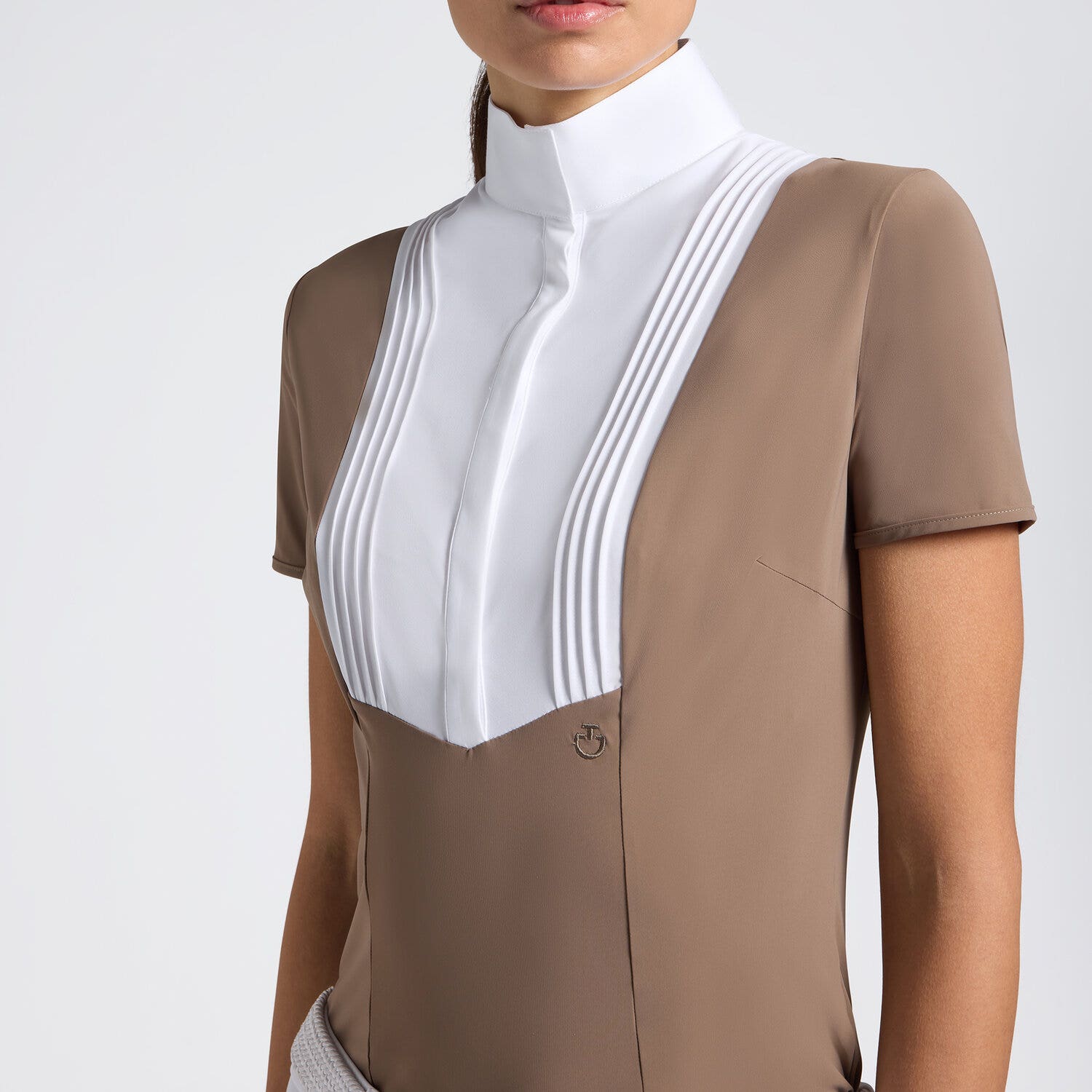 Cavalleria Toscana Cavalleria Toscana Women's Competition Shirt in Technical Jersey with buttons WALNUT-3