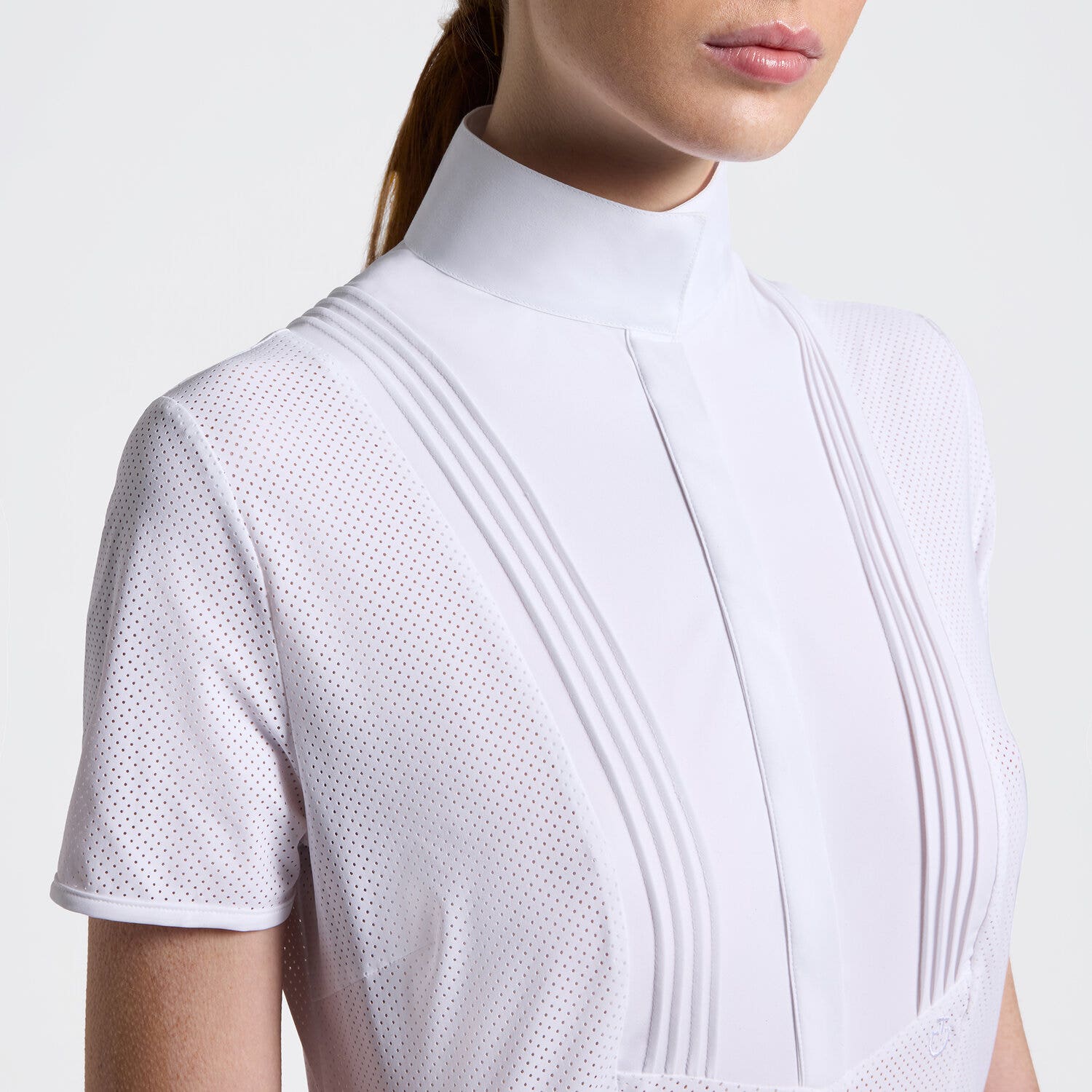 Cavalleria Toscana Camicia Cavalleria Toscana da Competizione da Donna in Jersey Tecnico e bottoni WHITE-3