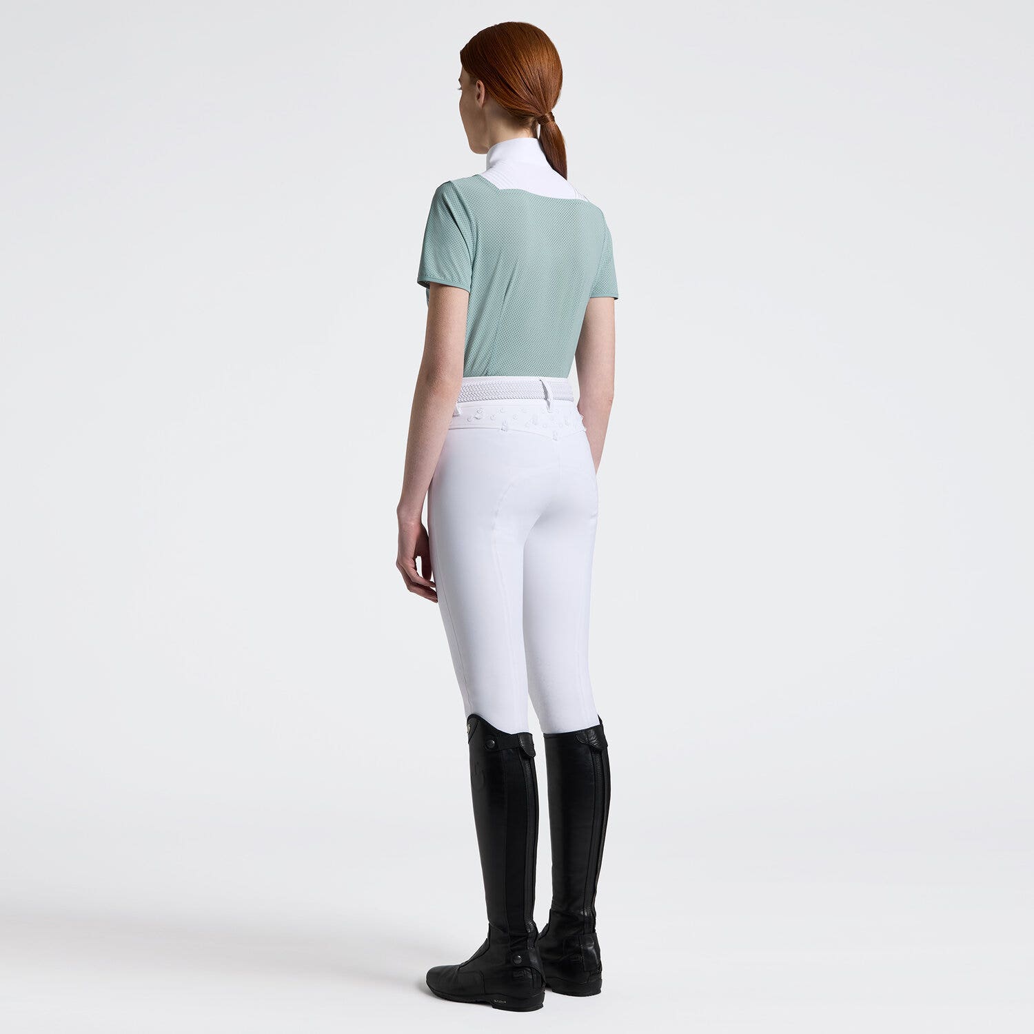 Cavalleria Toscana Camicia Cavalleria Toscana da Competizione da Donna in Jersey Tecnico e bottoni VERDE OTTANO CHIARO-2