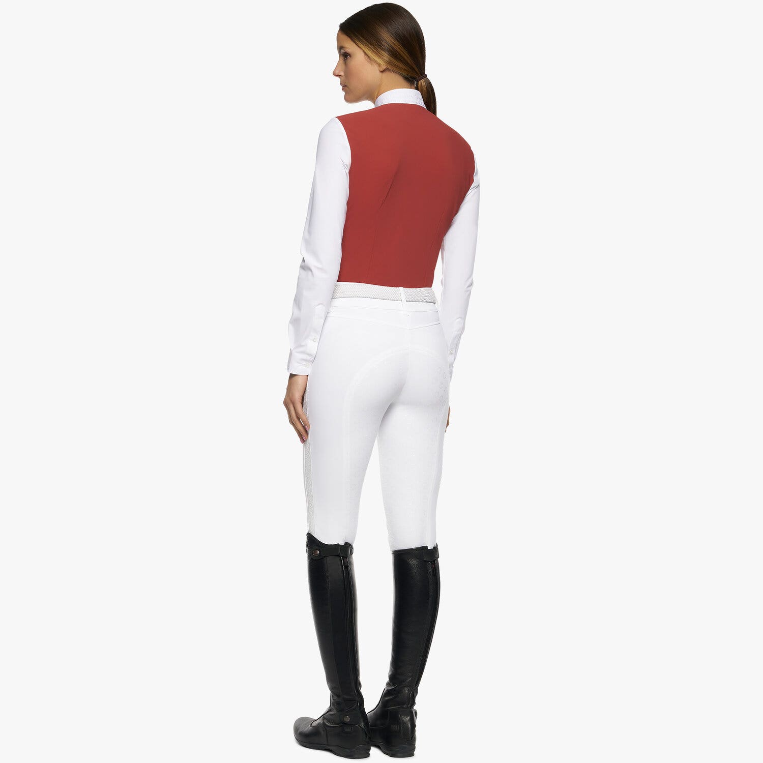 Cavalleria Toscana Women’s jersey show shirt BURNT BRICK/WHITE-3