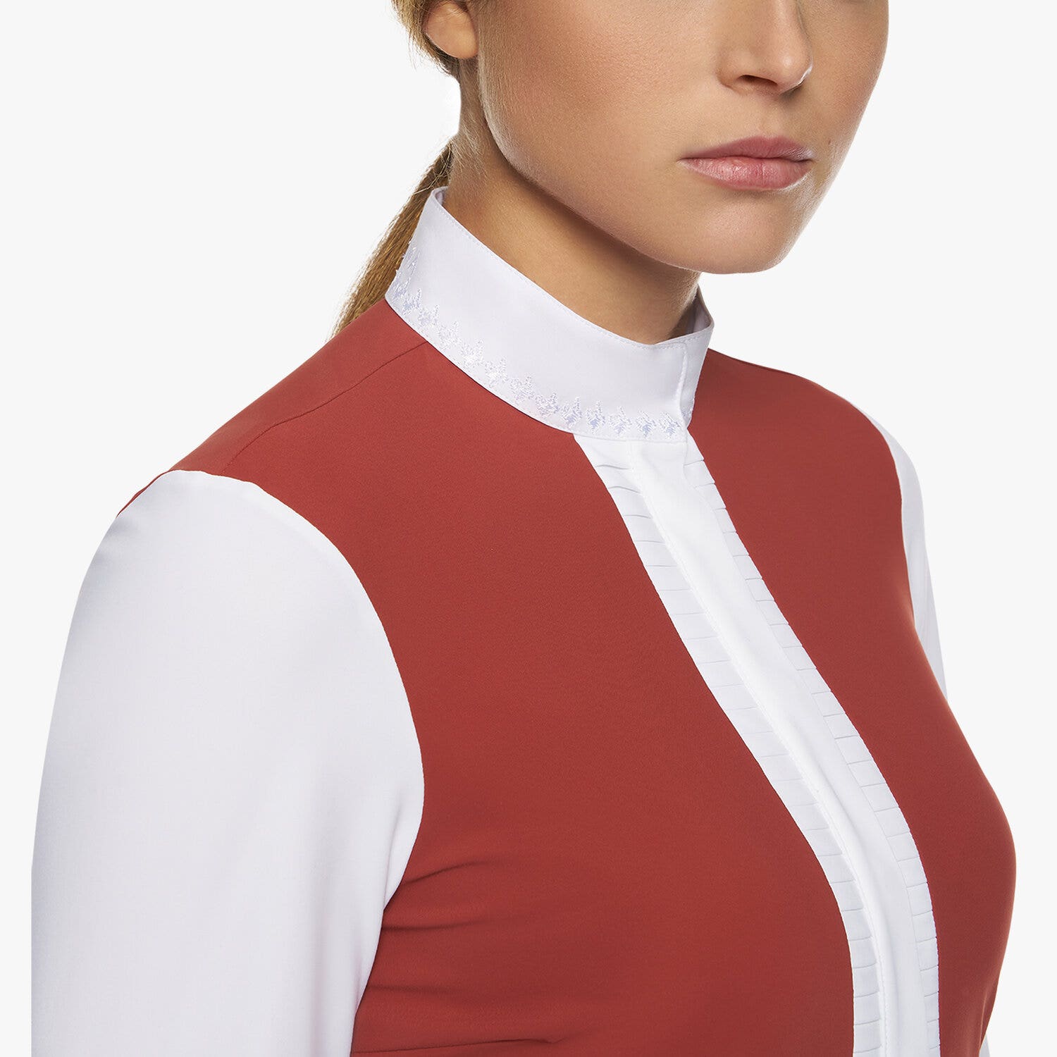 Cavalleria Toscana Women’s jersey show shirt BURNT BRICK/WHITE-5