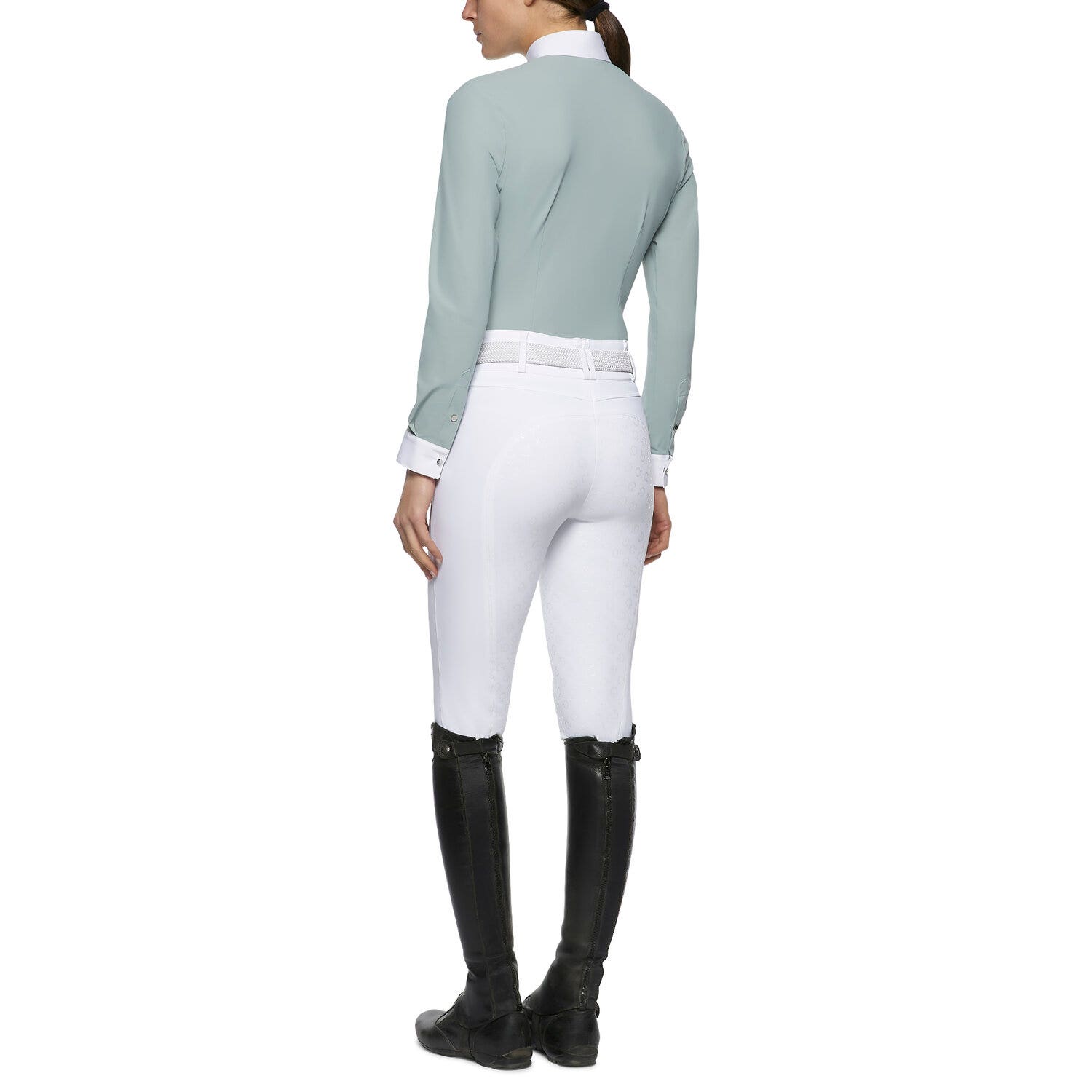 Cavalleria Toscana Pleated long-sleeved competition polo shirt LIGHT GREEN-3