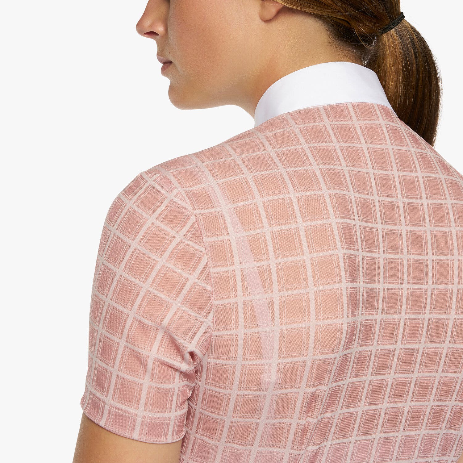 Cavalleria Toscana Women's short-sleeved pleated shirt WHITE/PALE PINK-6