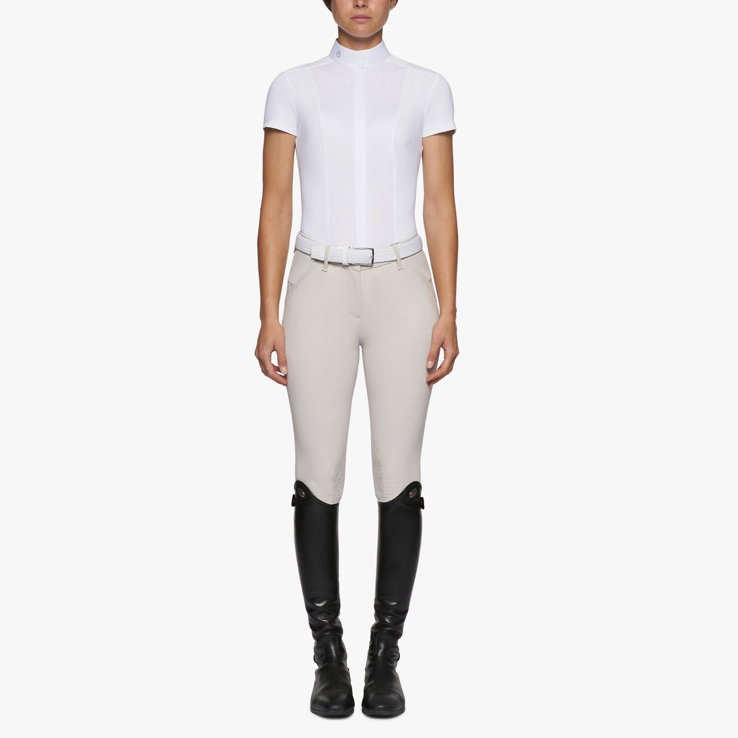 Women's micro perforated short-sleeved shirt