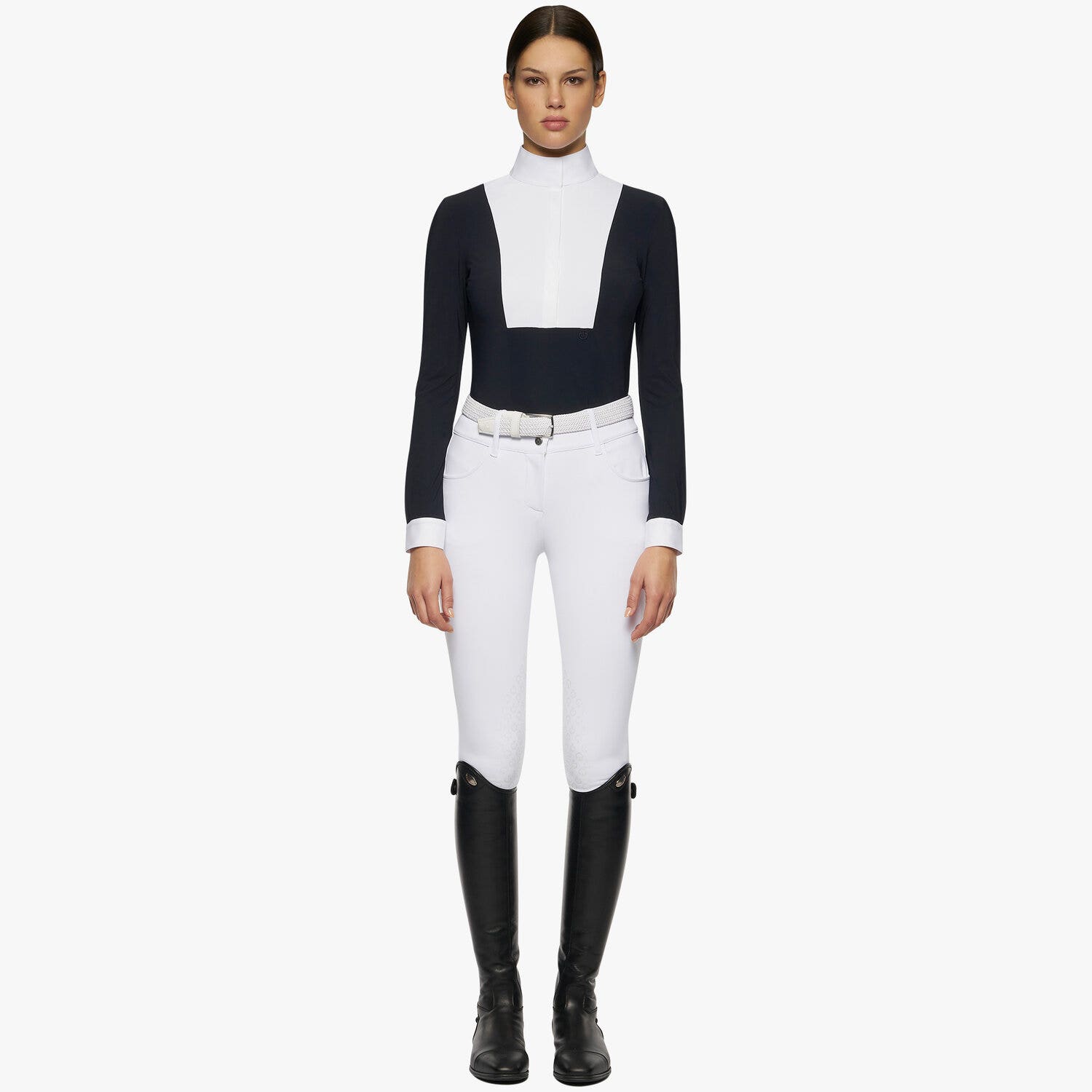 Cavalleria Toscana Women's long-sleeved shirt NAVY-2