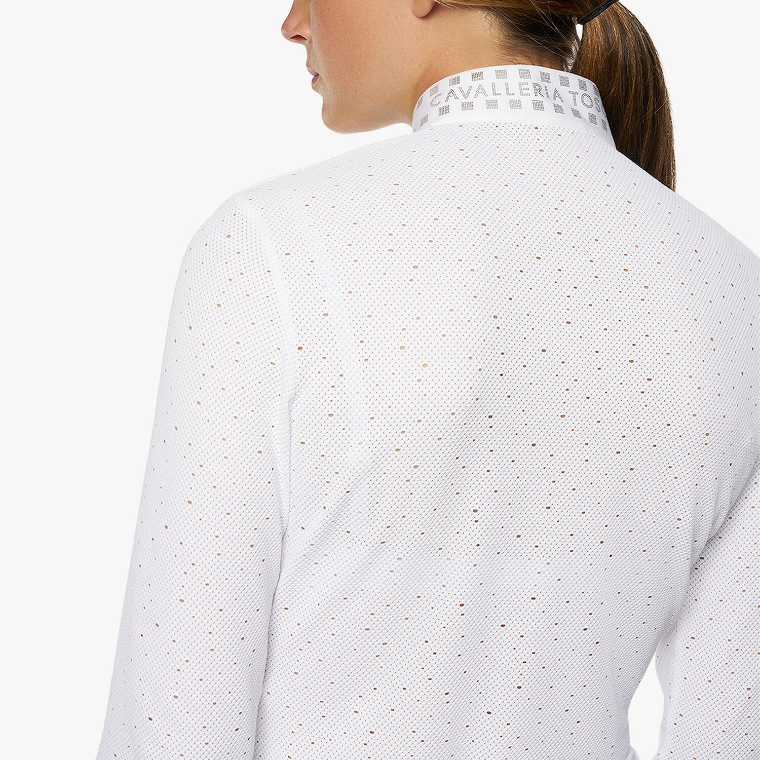Cavalleria Toscana Women’s shirt in perforated fabric with a sequin collar WHITE-7