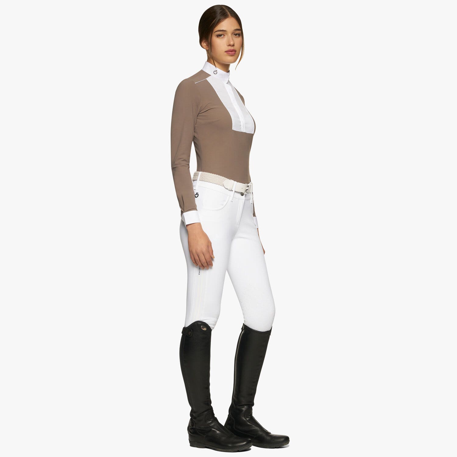 Cavalleria Toscana Woman’s jersey shirt with a panel bib TORTORA-2