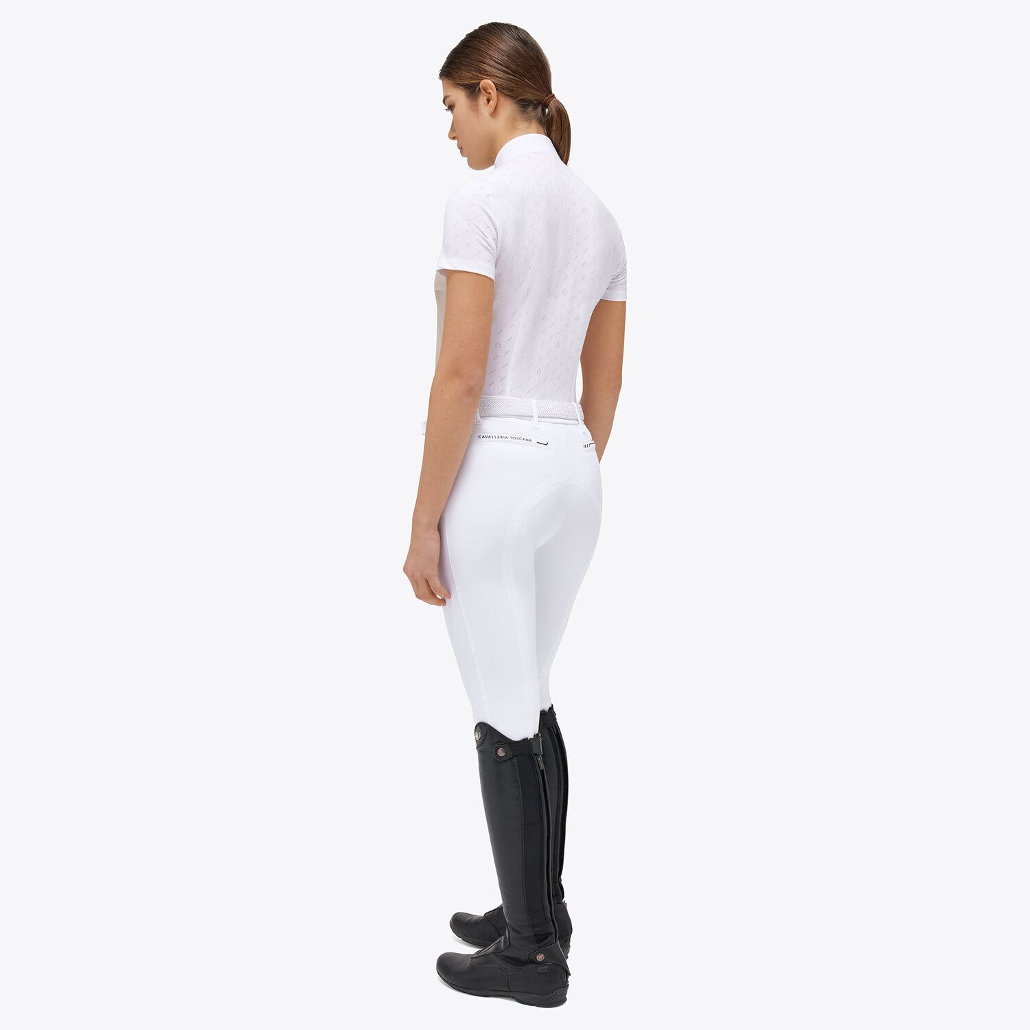 Cavalleria Toscana Woman’s jersey shirt with CT motif WHITE / LIGHT BEIGE-2