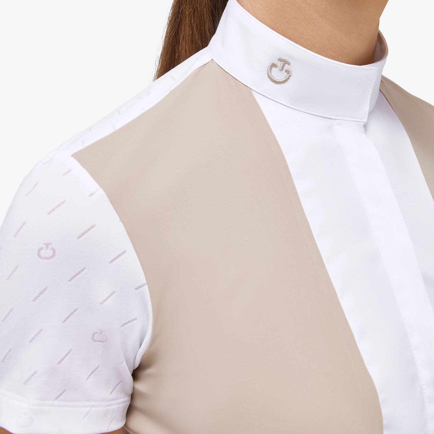 Cavalleria Toscana Woman’s jersey shirt with CT motif WHITE / LIGHT BEIGE-3