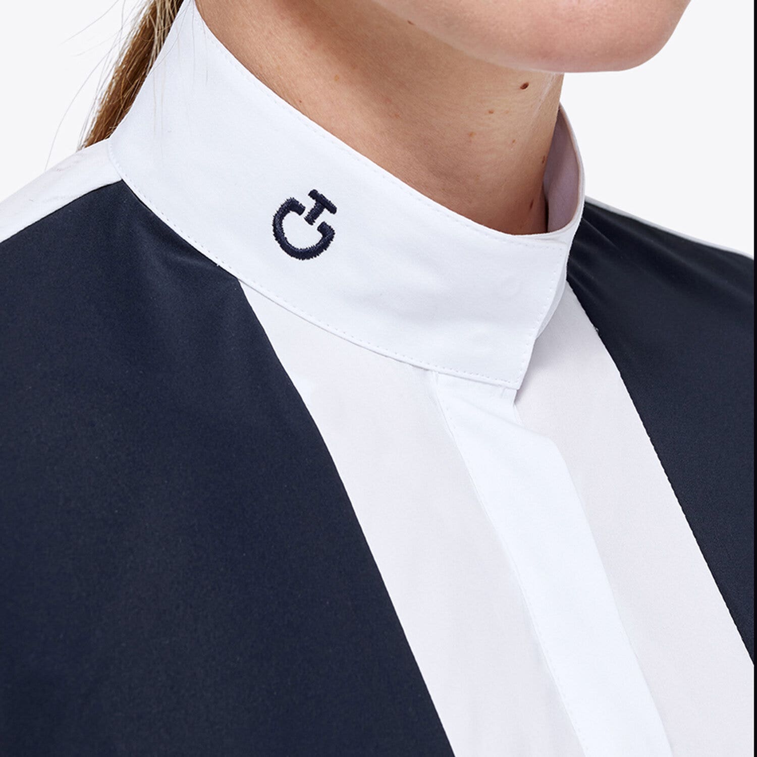 Cavalleria Toscana Woman’s jersey shirt with CT motif WHITE/NAVY-6