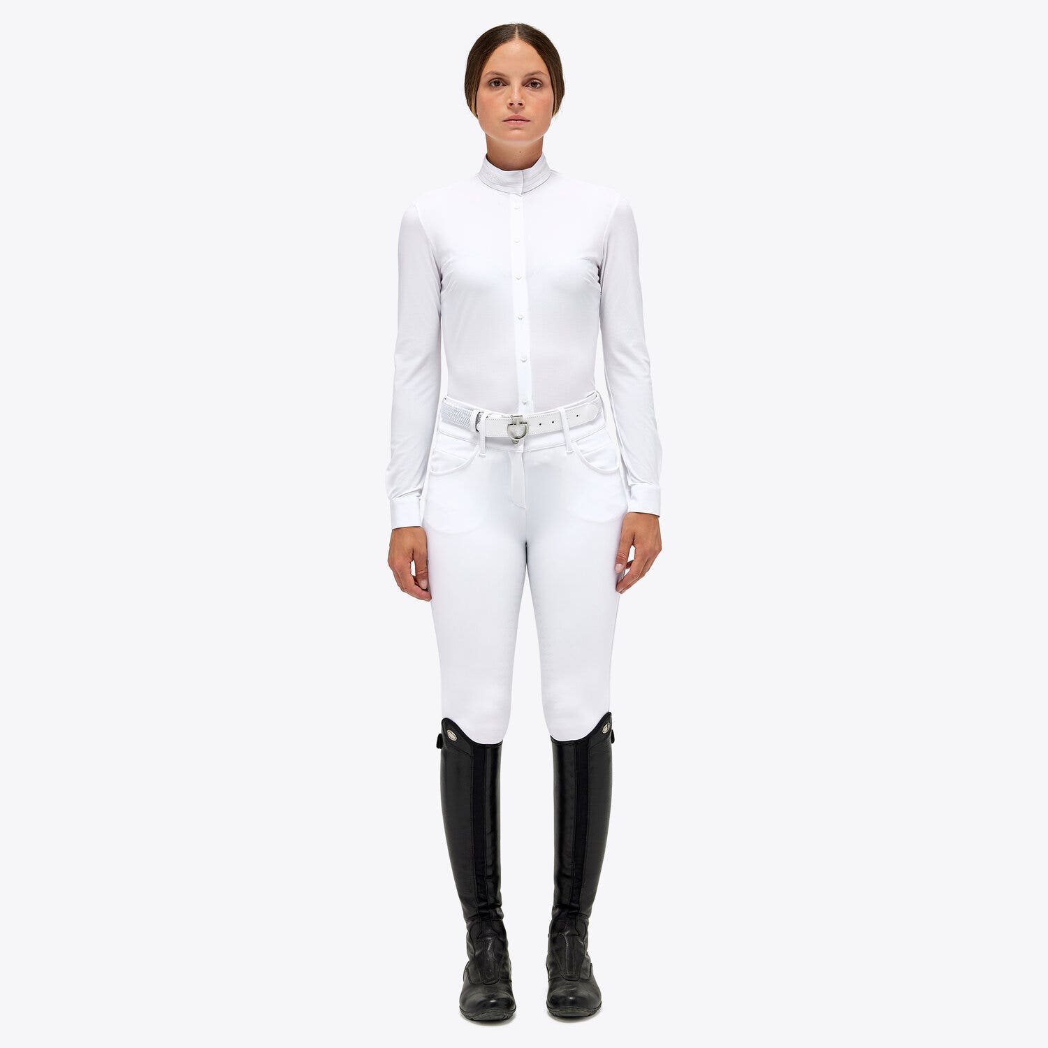 Cavalleria Toscana Women's Jersey Mesh Competition Shirt WHITE-1