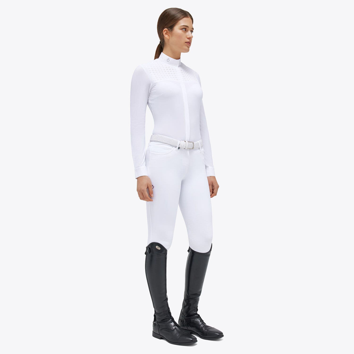 Cavalleria Toscana Lightweight Jersey Competition Shirt for Woman WHITE/KNIT-1