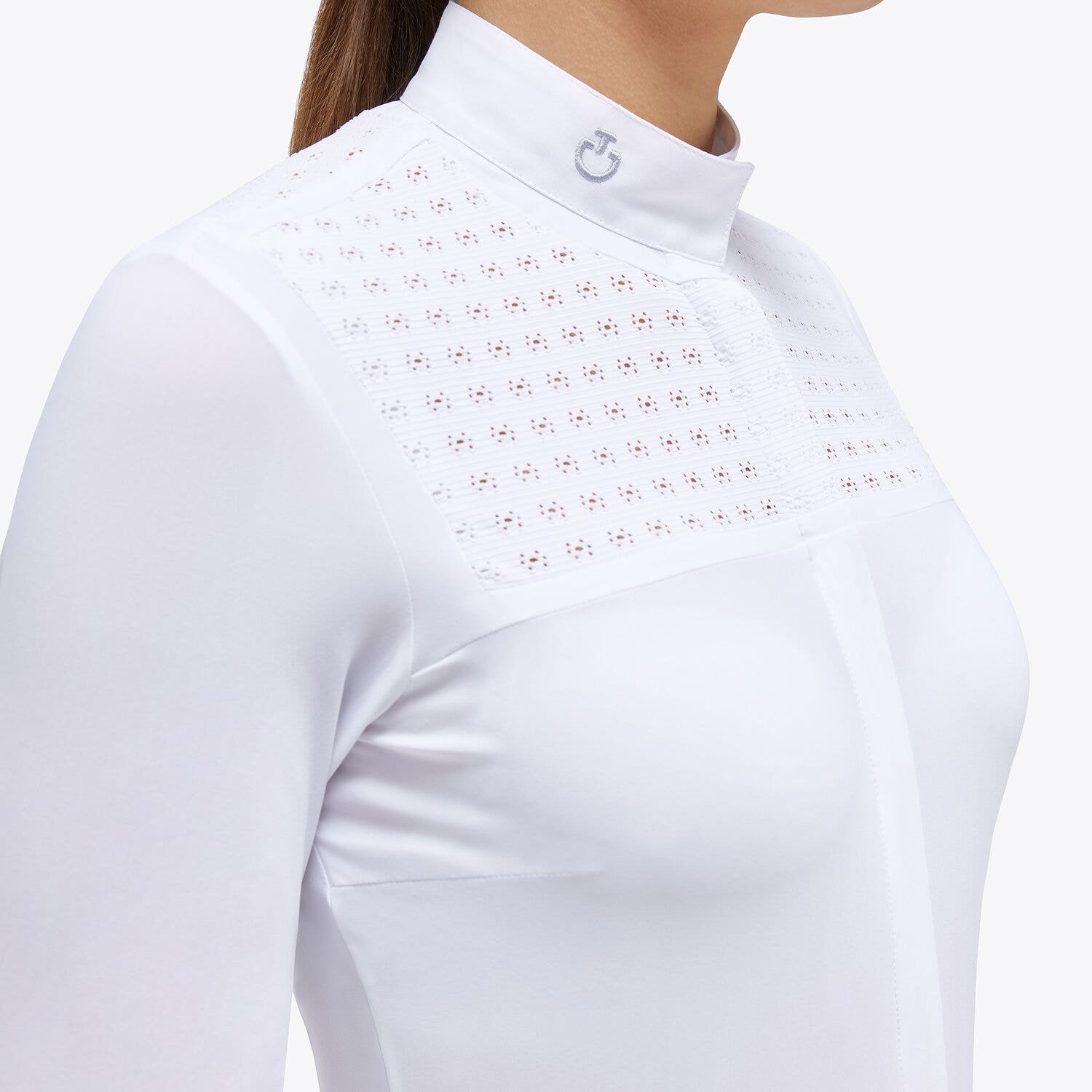 Cavalleria Toscana Lightweight Jersey Competition Shirt for Woman WHITE/KNIT-3