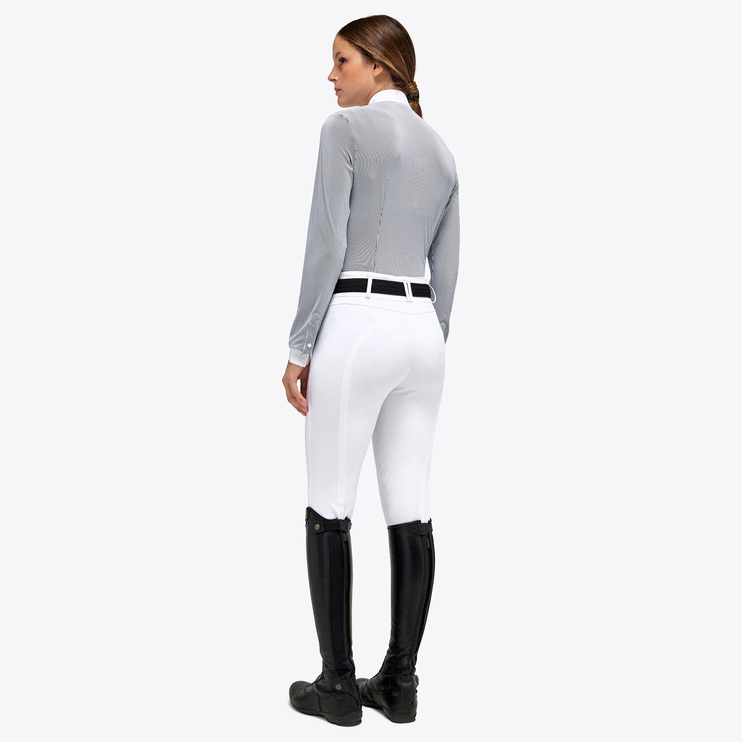 Cavalleria Toscana Women's Tech Piquet Competition Shirt WHITE/BLACK LINE-3