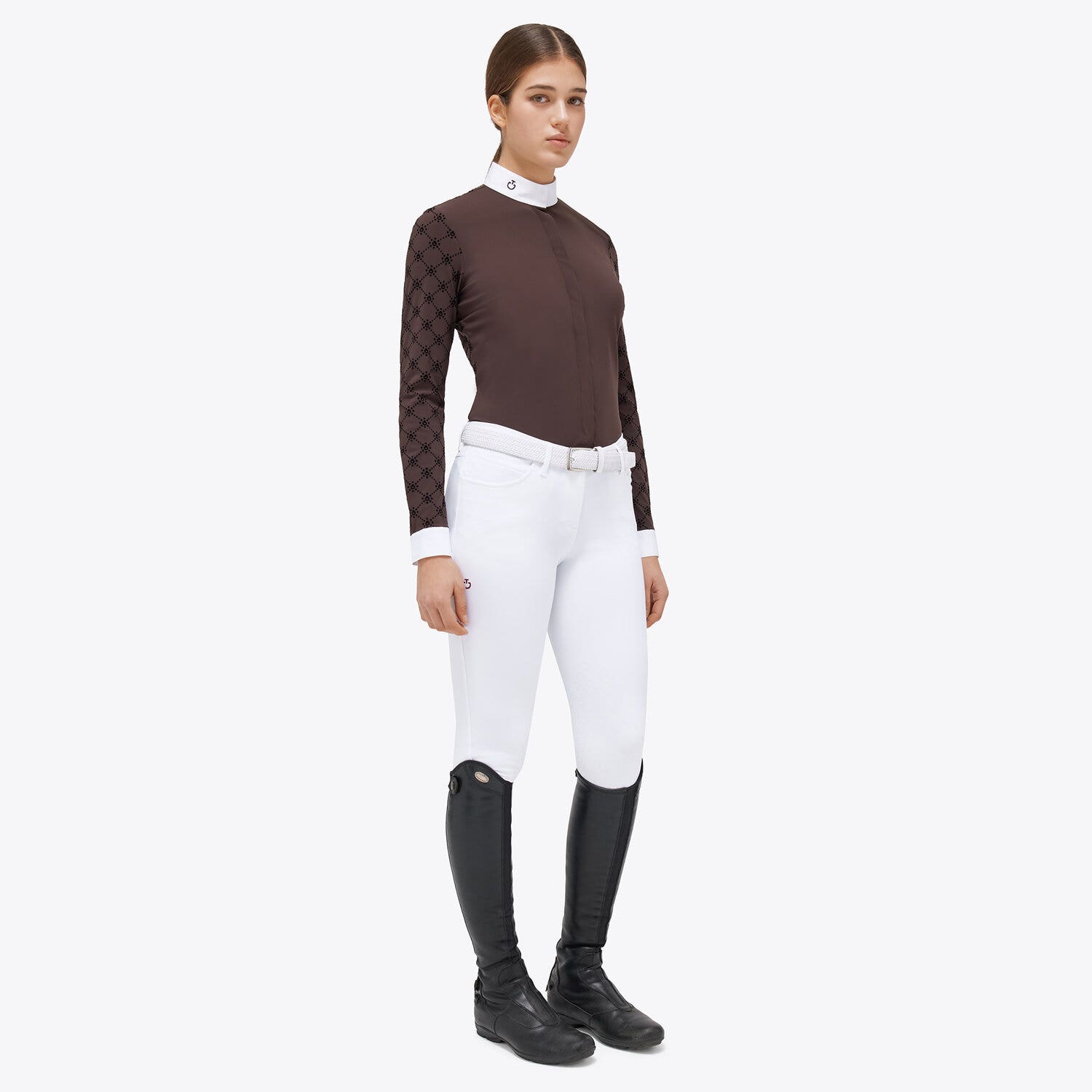 Cavalleria Toscana Women's competition shirt DARK CHOCOLATE-1