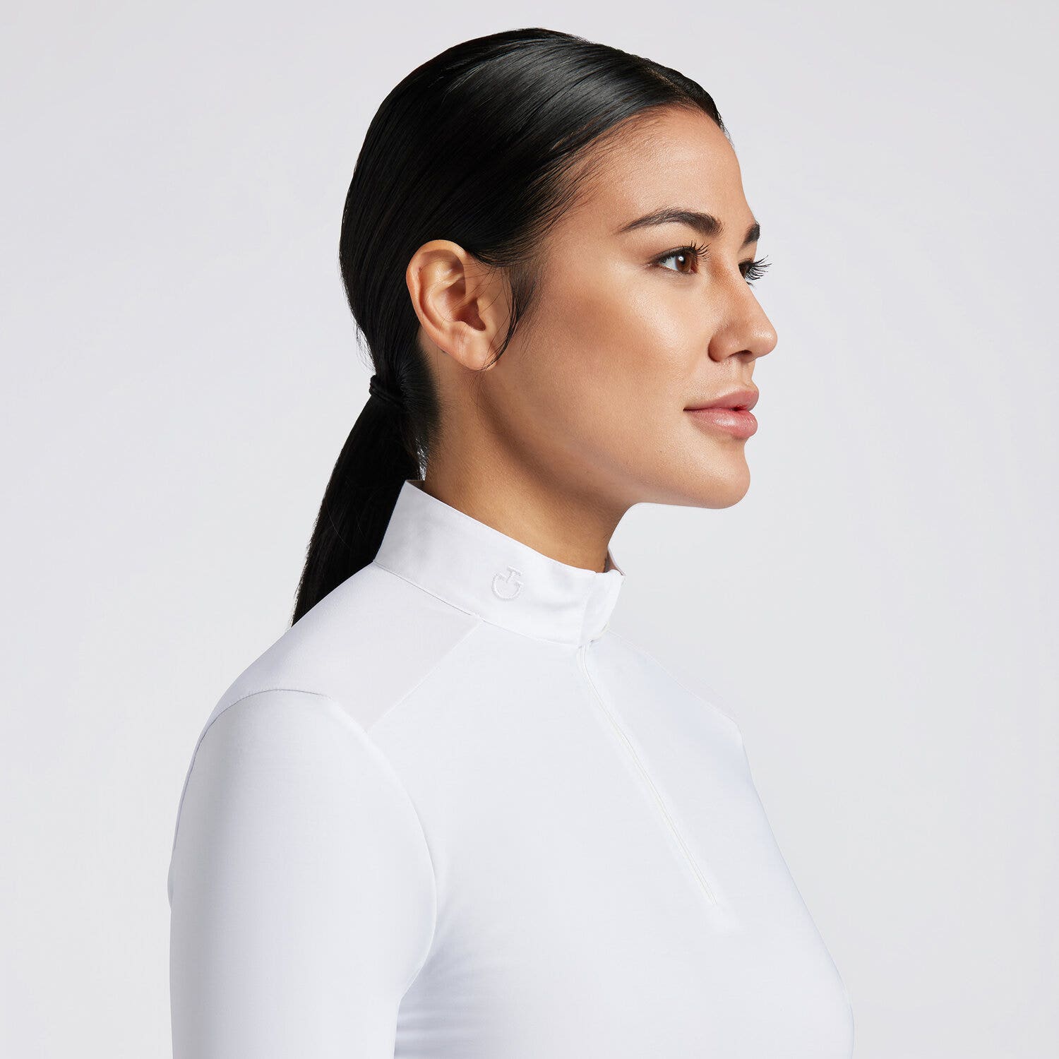 Cavalleria Toscana Cavalleria Toscana Women's Competition Shirt in Technical Jersey with Zip WHITE/KNIT-2