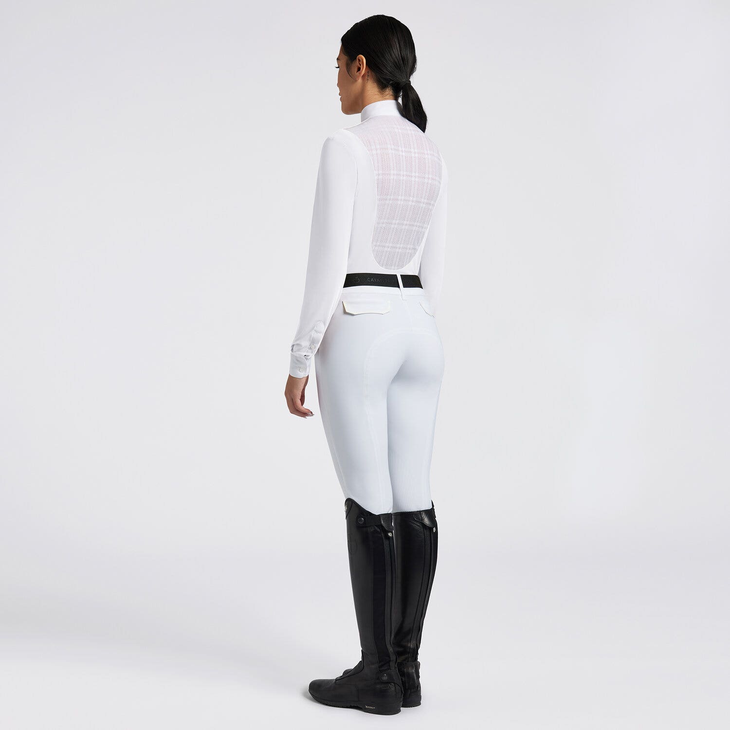 Cavalleria Toscana Cavalleria Toscana Women's Competition Shirt in Technical Jersey with Buttons WHITE-2