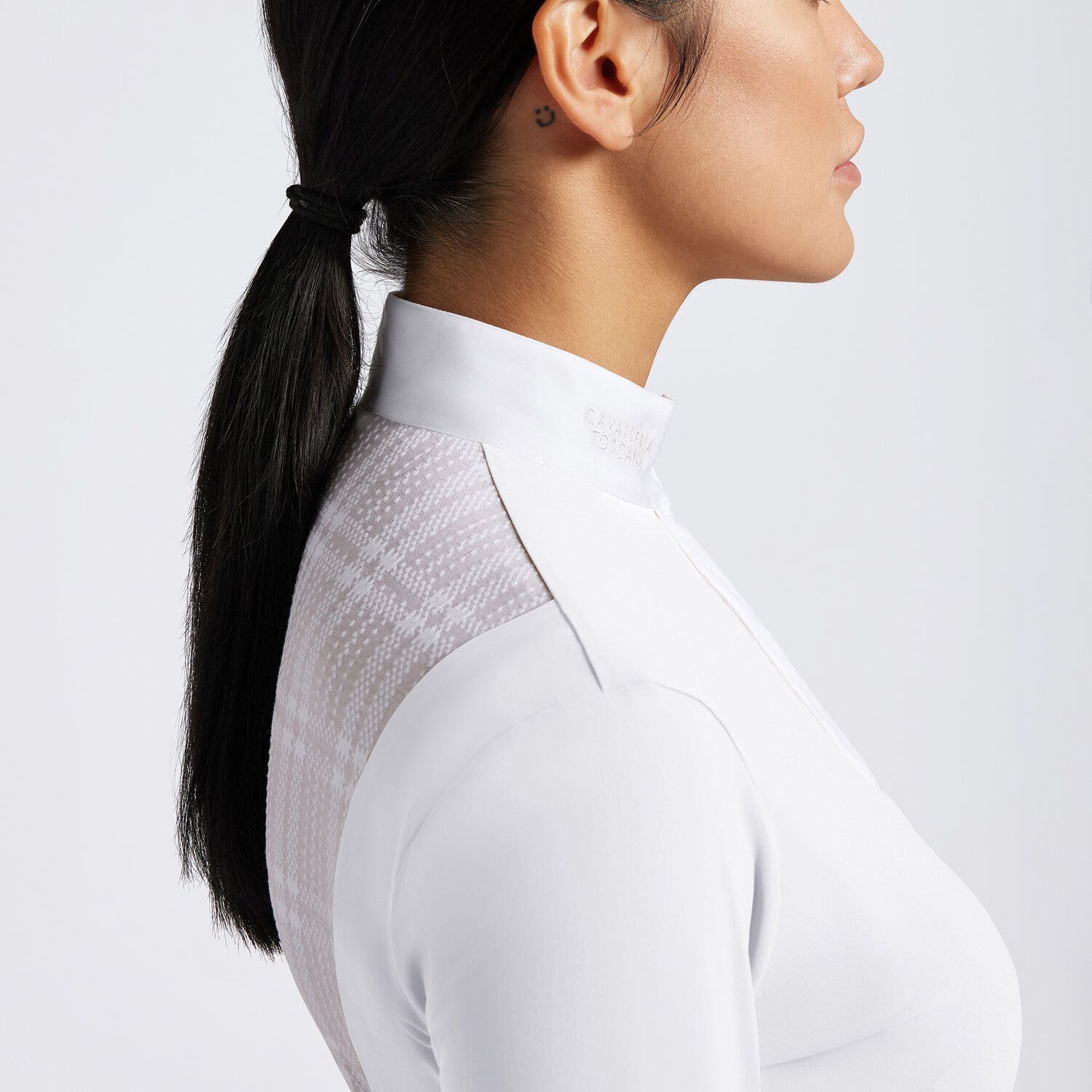 Cavalleria Toscana Cavalleria Toscana Women's Competition Shirt in Technical Jersey with Buttons WHITE-3