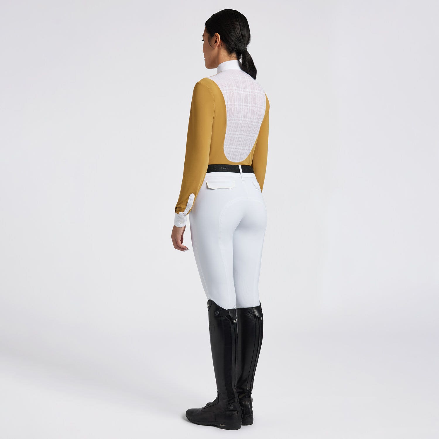 Cavalleria Toscana Cavalleria Toscana Women's Competition Shirt in Technical Jersey with Buttons GOLDEN OCHRE-2