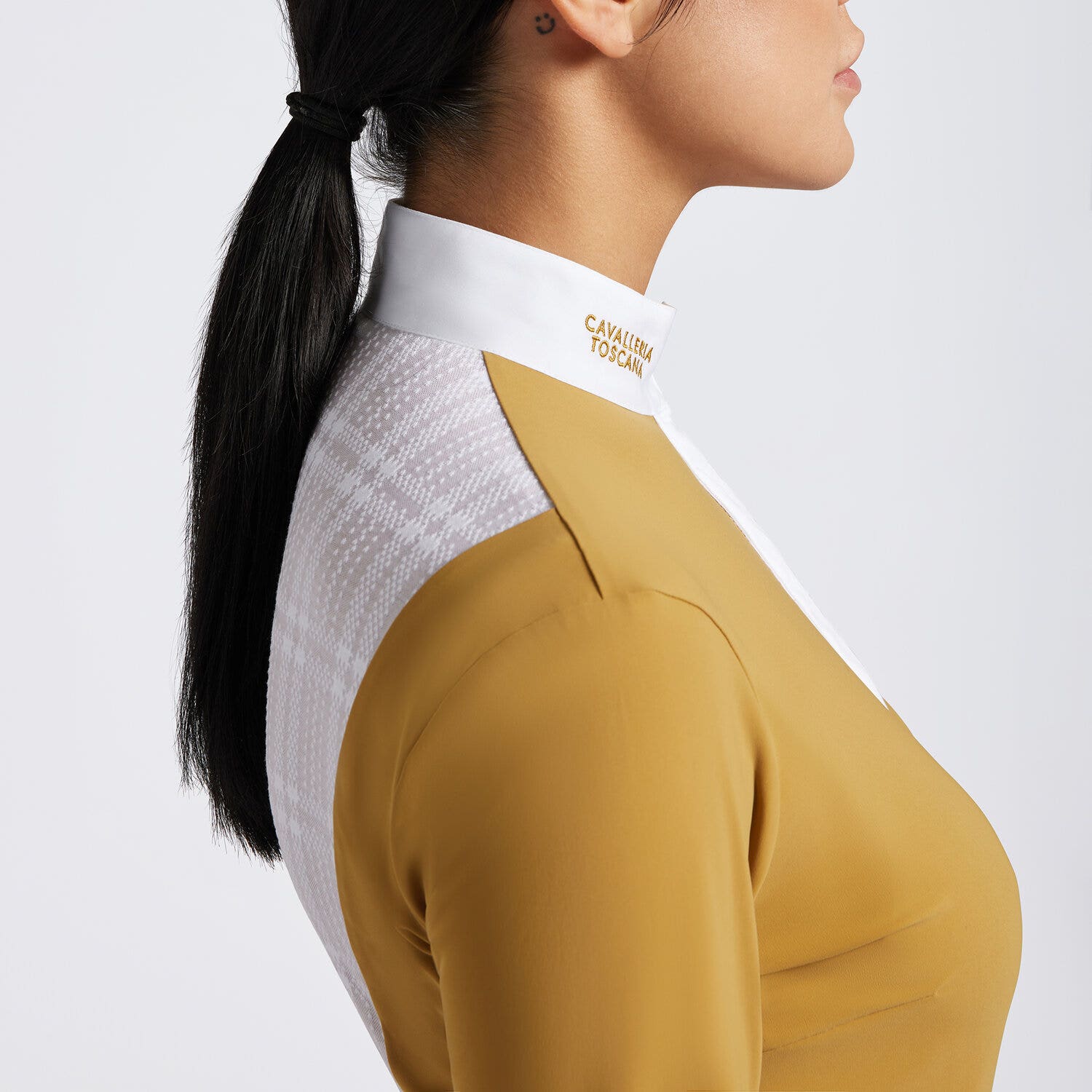 Cavalleria Toscana Cavalleria Toscana Women's Competition Shirt in Technical Jersey with Buttons GOLDEN OCHRE-3