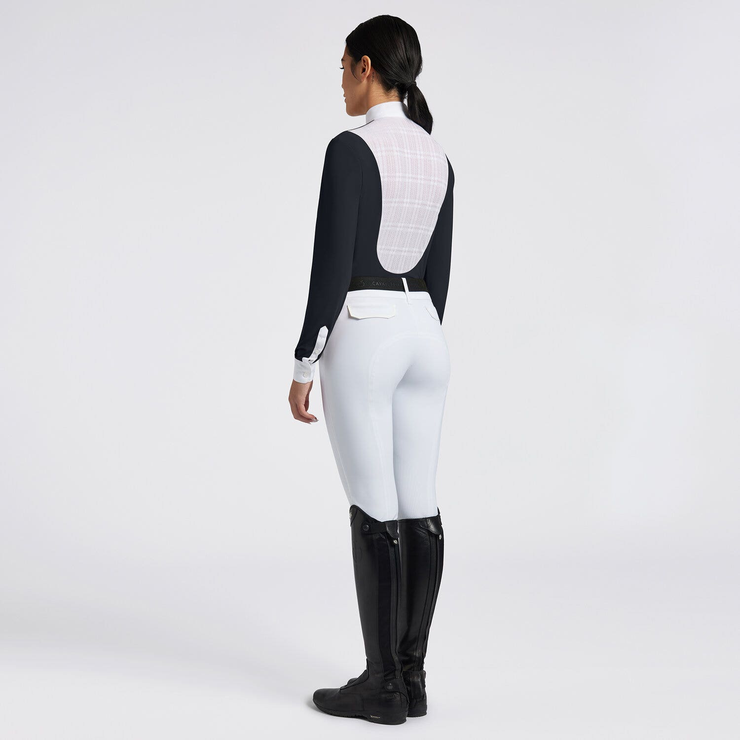 Cavalleria Toscana Cavalleria Toscana Women's Competition Shirt in Technical Jersey with Buttons NAVY-2