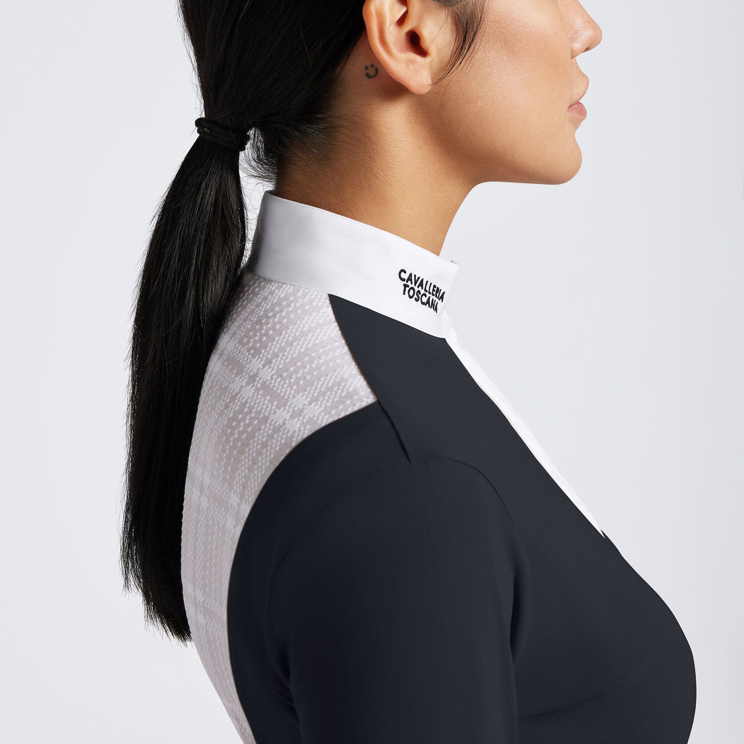 Cavalleria Toscana Cavalleria Toscana Women's Competition Shirt in Technical Jersey with Buttons NAVY-3