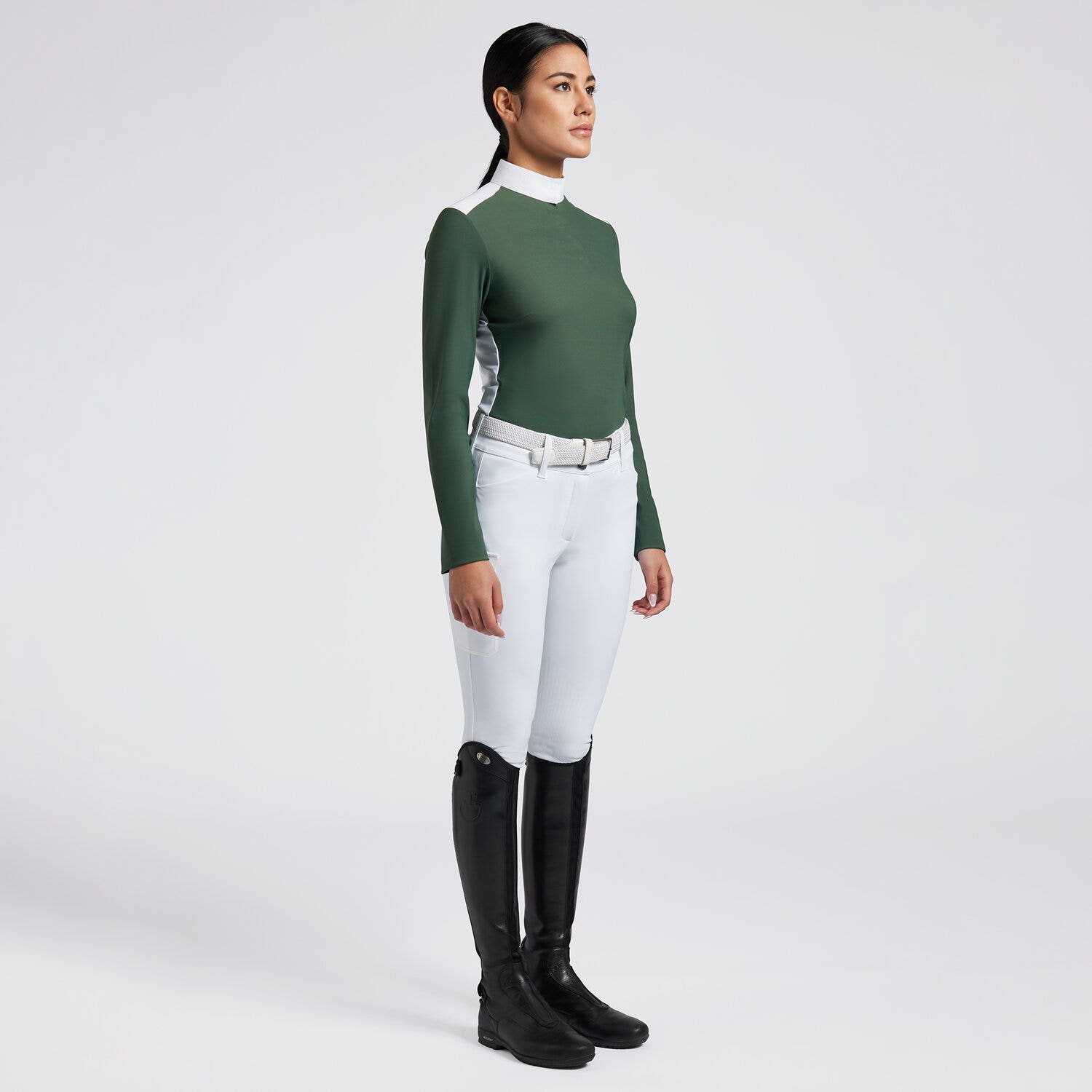 Cavalleria Toscana Cavalleria Toscana Women's Competition Shirt in Technical Jersey with Buttons 5P01-1