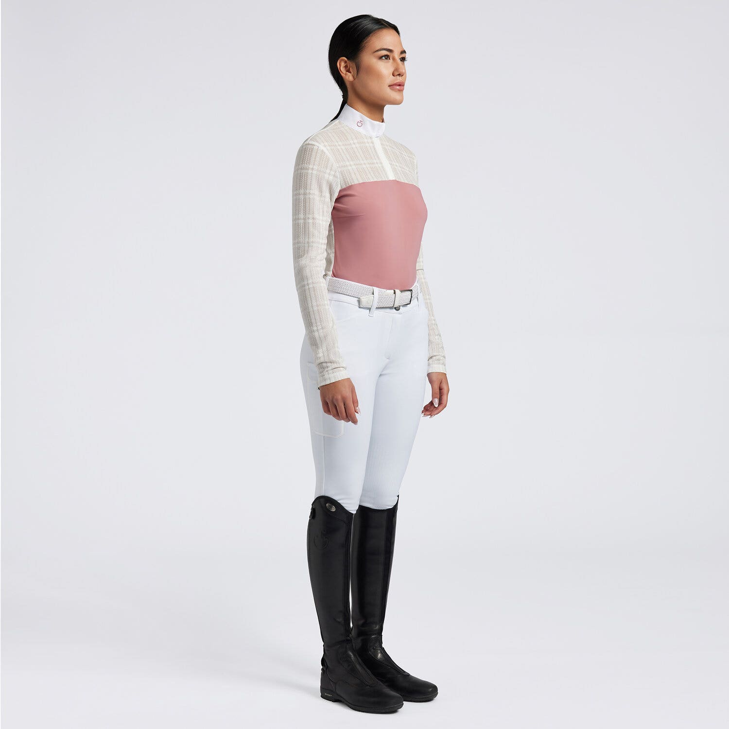 Cavalleria Toscana Cavalleria Toscana Women's Competition Shirt in Technical Jersey with zip 2G01-1