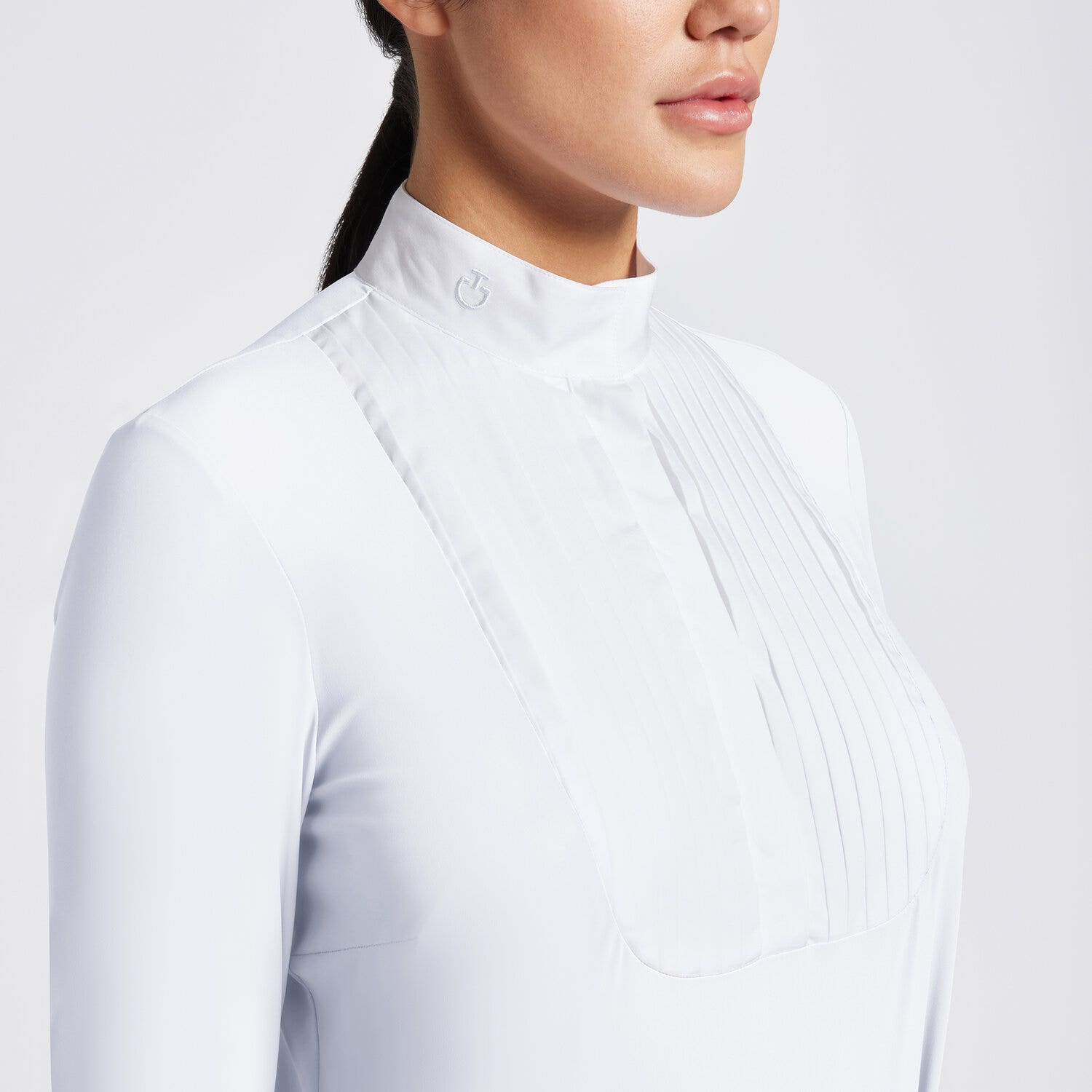 Cavalleria Toscana Cavalleria Toscana Women's Competition Shirt in Technical Jersey with Buttons WHITE-3