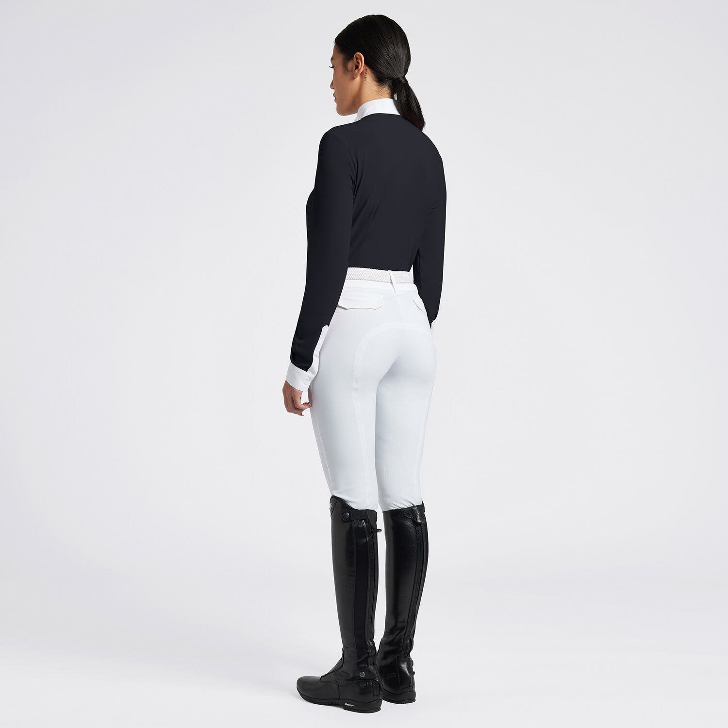 Cavalleria Toscana Cavalleria Toscana Women's Competition Shirt in Technical Jersey with Buttons NAVY-2