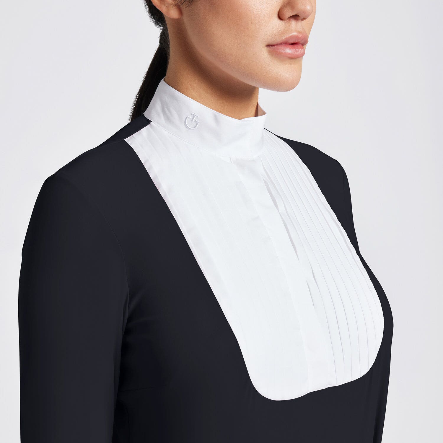 Cavalleria Toscana Cavalleria Toscana Women's Competition Shirt in Technical Jersey with Buttons NAVY-3