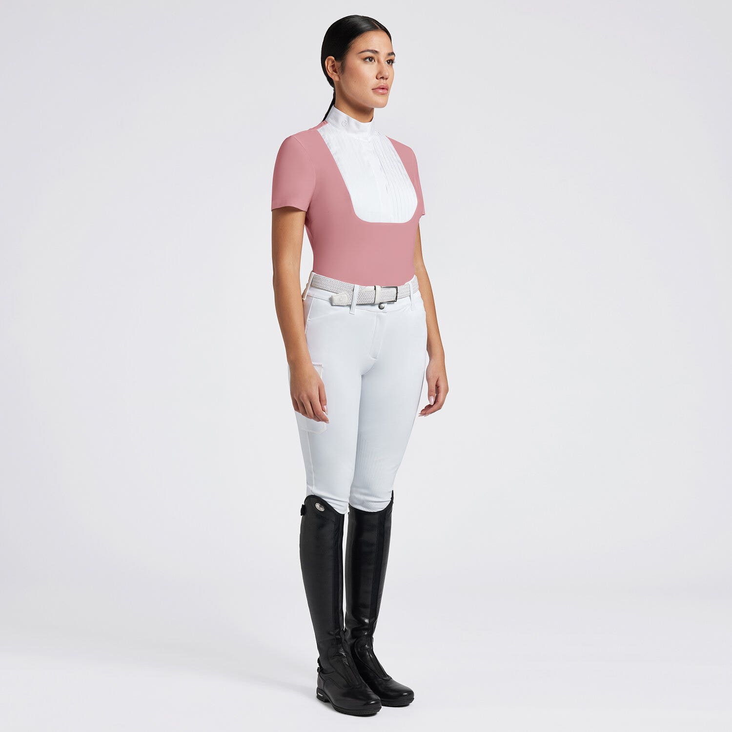 Cavalleria Toscana Cavalleria Toscana Women's Competition Shirt in Technical Jersey with Buttons DUSTY ROSE-1