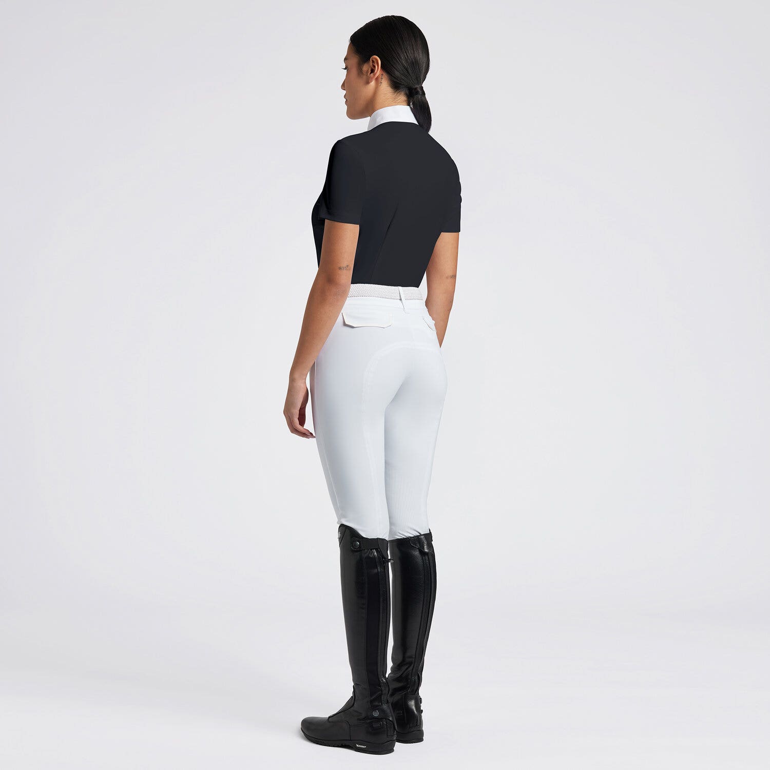 Cavalleria Toscana Cavalleria Toscana Women's Competition Shirt in Technical Jersey with Buttons NAVY-2