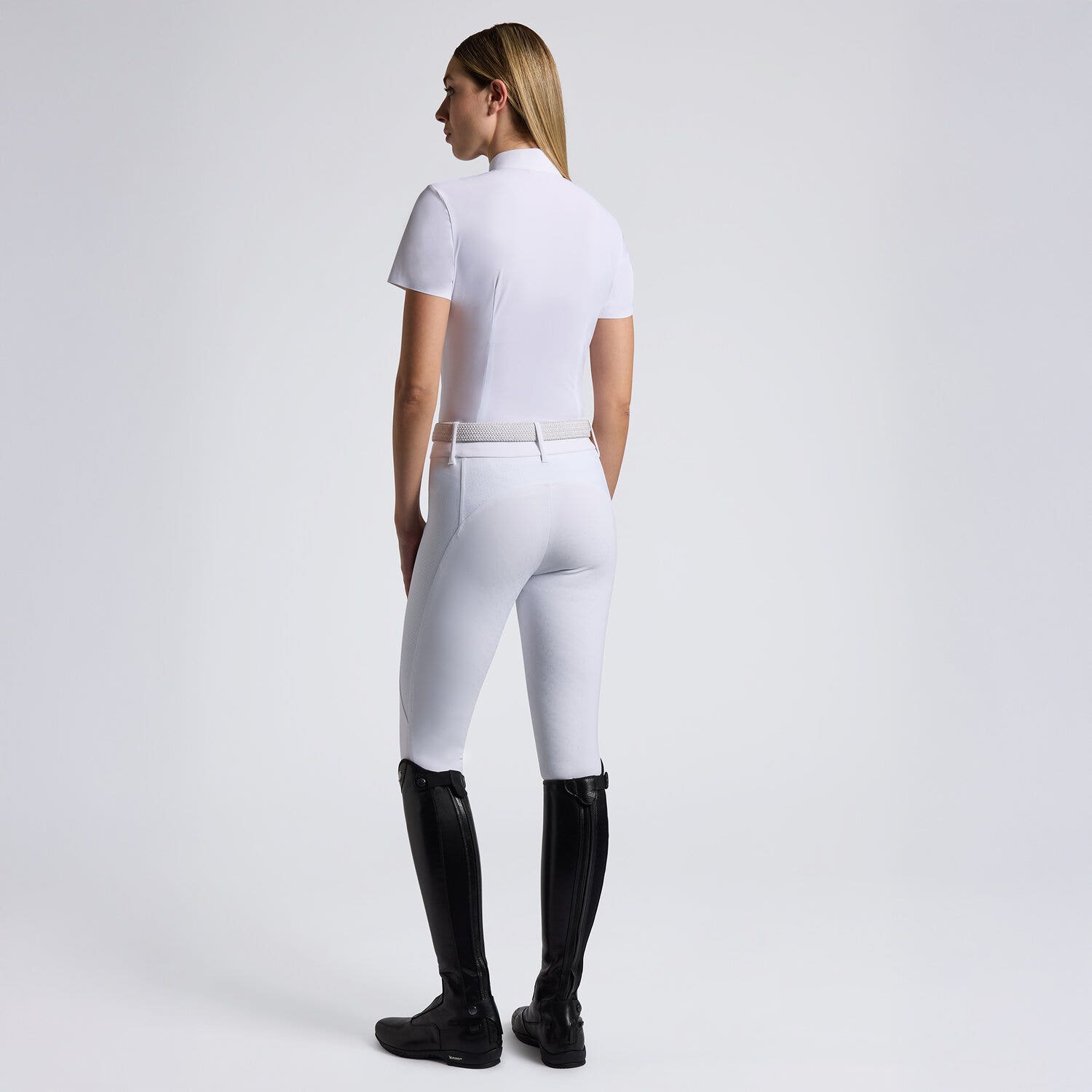 Cavalleria Toscana Cavalleria Toscana Women's Competition Shirt in Technical Jersey with Buttons WHITE-2