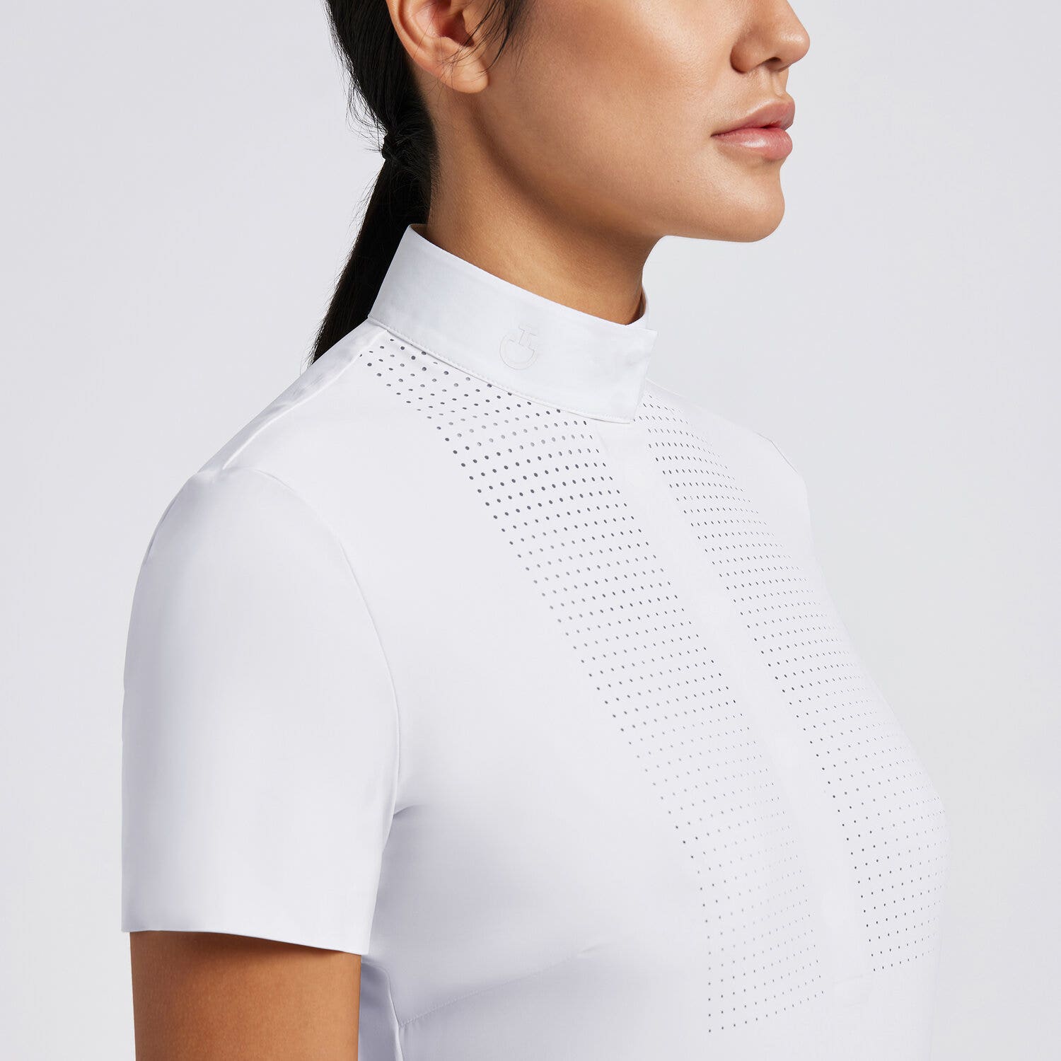 Cavalleria Toscana Cavalleria Toscana Women's Competition Shirt in Technical Jersey with Buttons WHITE-2