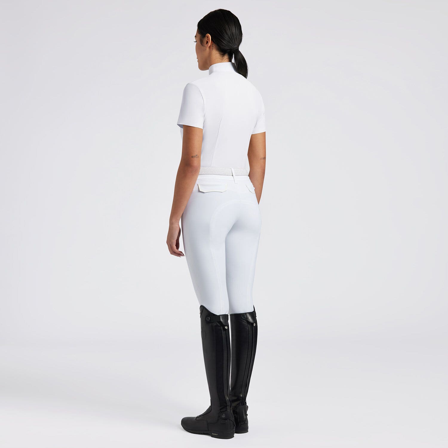 Cavalleria Toscana Cavalleria Toscana Women's Competition Shirt in Technical Jersey with Buttons WHITE-3