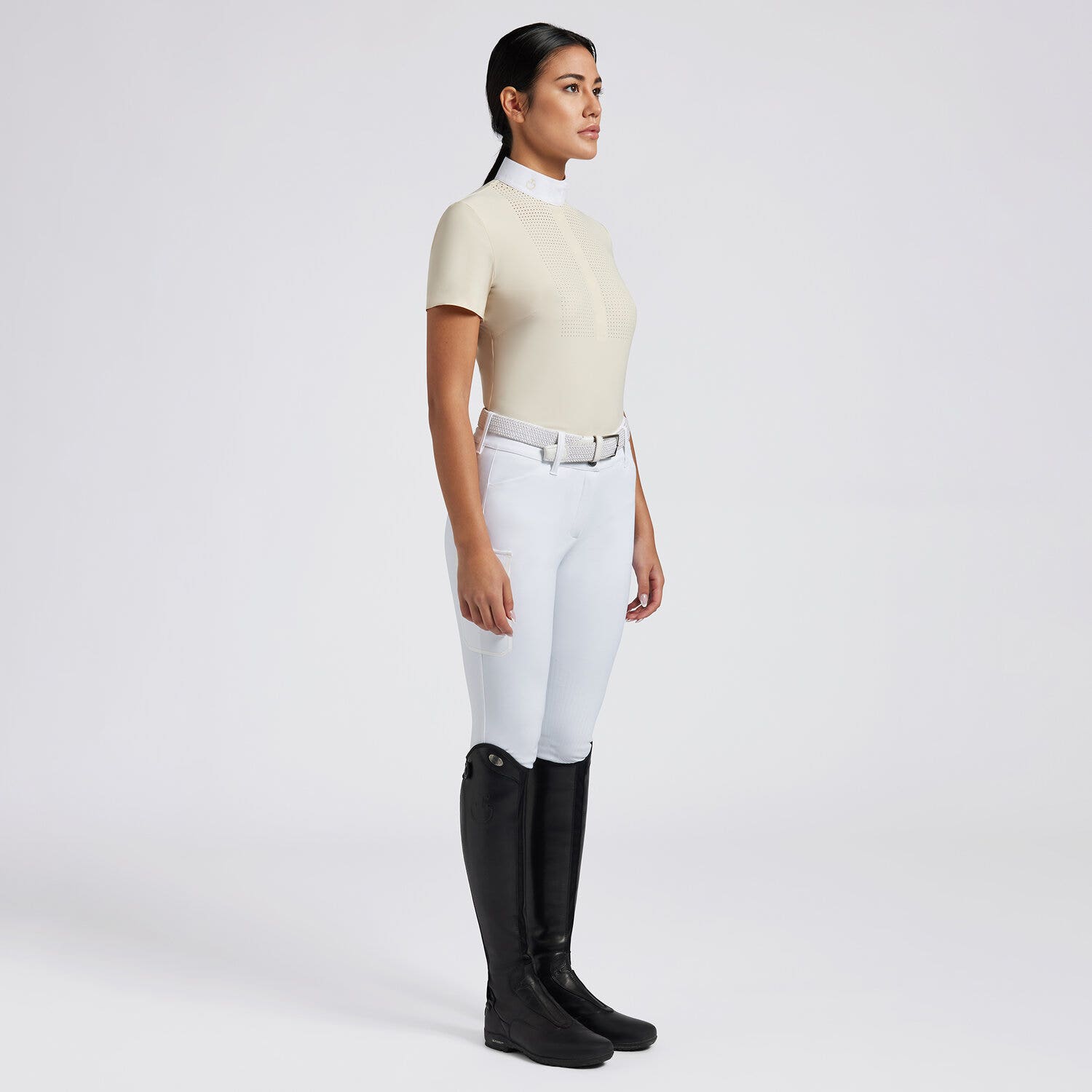 Cavalleria Toscana Cavalleria Toscana Women's Competition Shirt in Technical Jersey with Buttons SAND-1