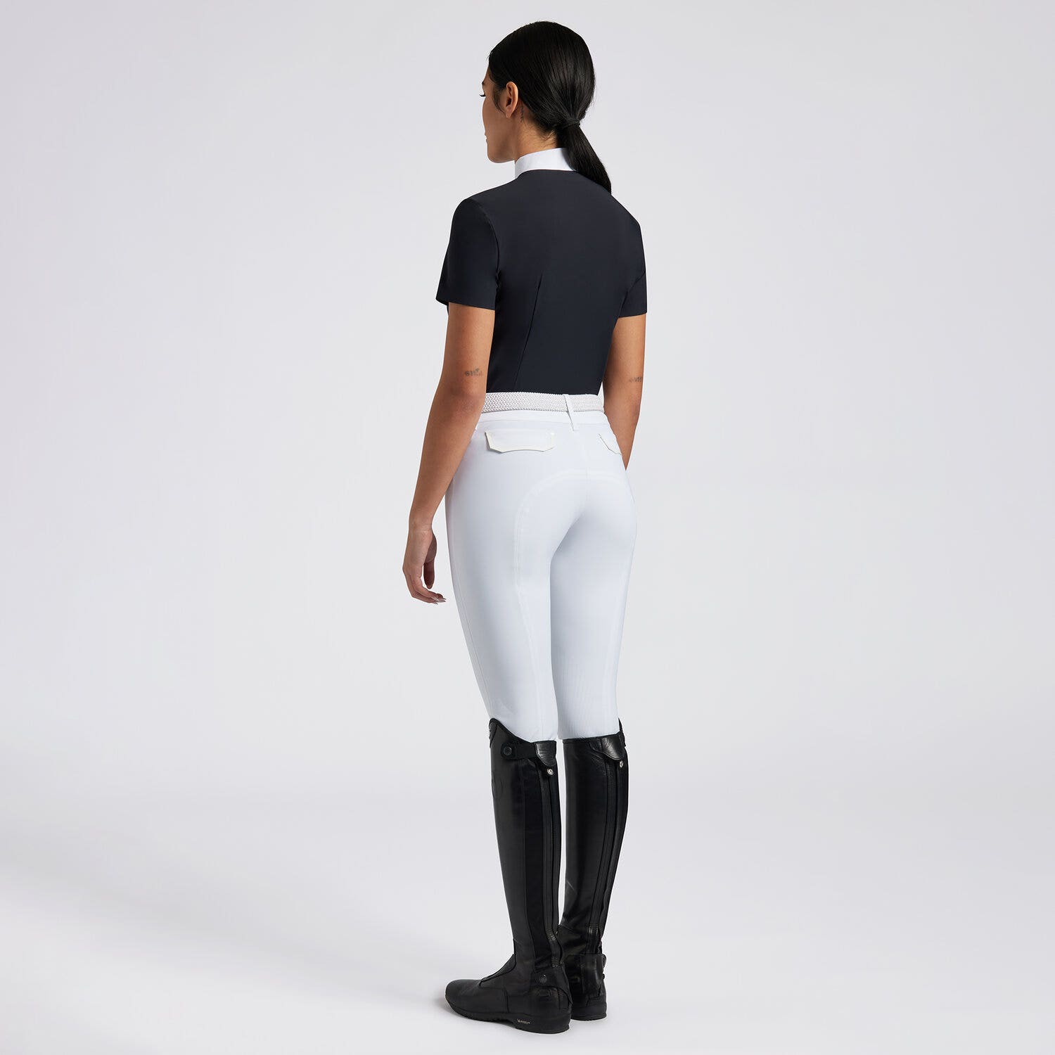 Cavalleria Toscana Cavalleria Toscana Women's Competition Shirt in Technical Jersey with Buttons NAVY-3