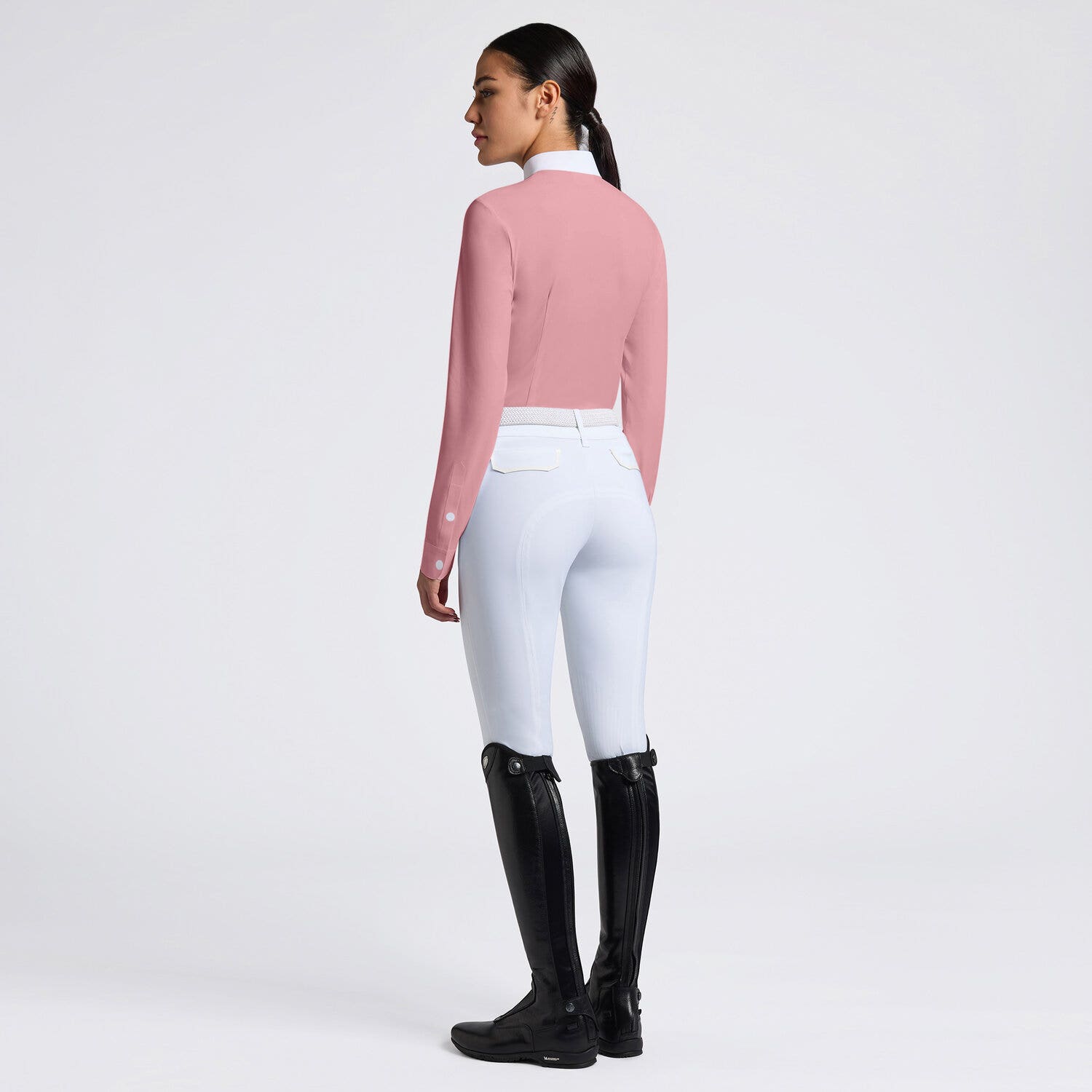 Cavalleria Toscana Cavalleria Toscana Women's Competition Shirt in Technical Jersey with Buttons DUSTY ROSE-2