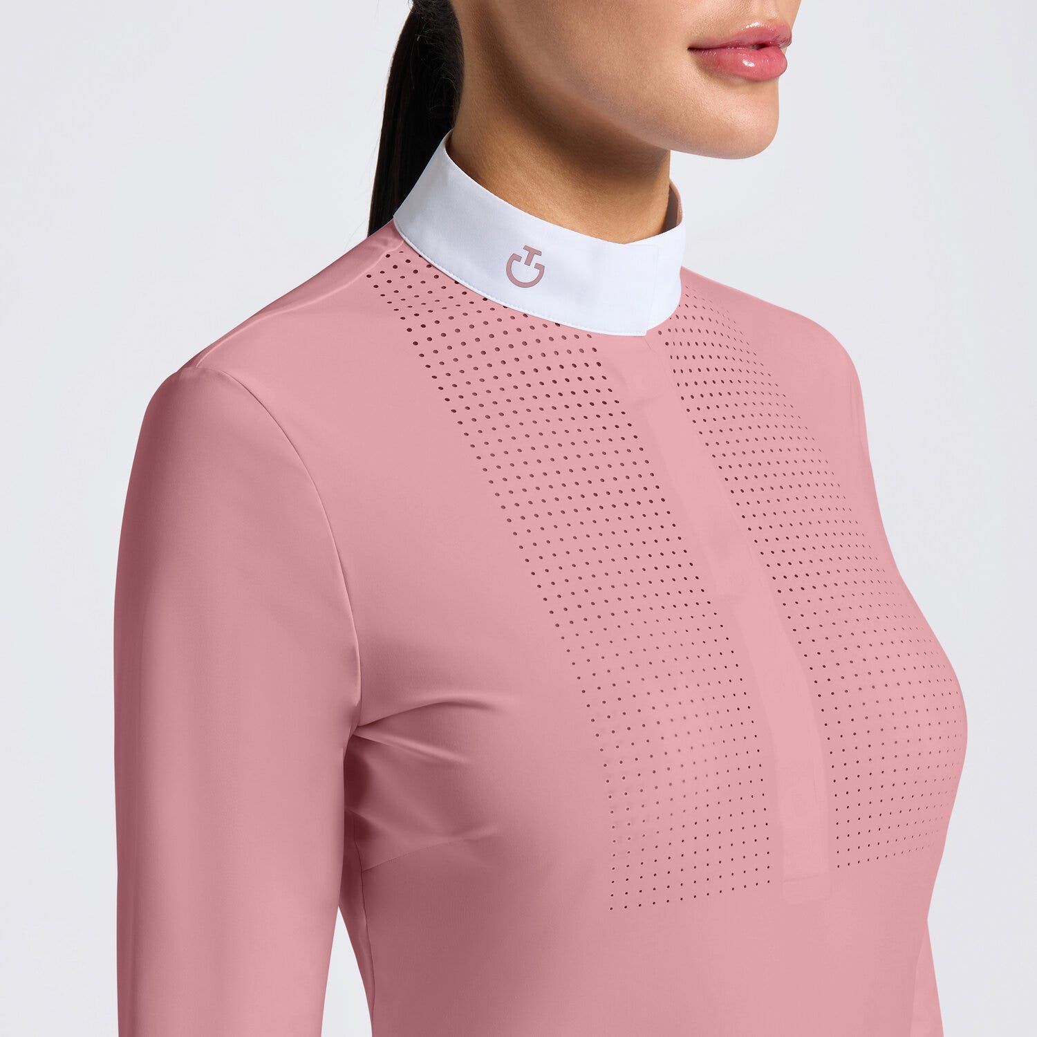 Cavalleria Toscana Cavalleria Toscana Women's Competition Shirt in Technical Jersey with Buttons DUSTY ROSE-3