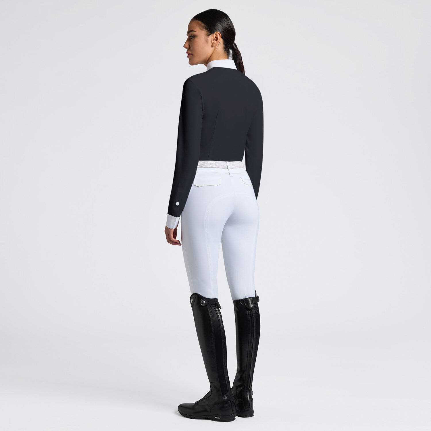 Cavalleria Toscana Cavalleria Toscana Women's Competition Shirt in Technical Jersey with Buttons NAVY-2