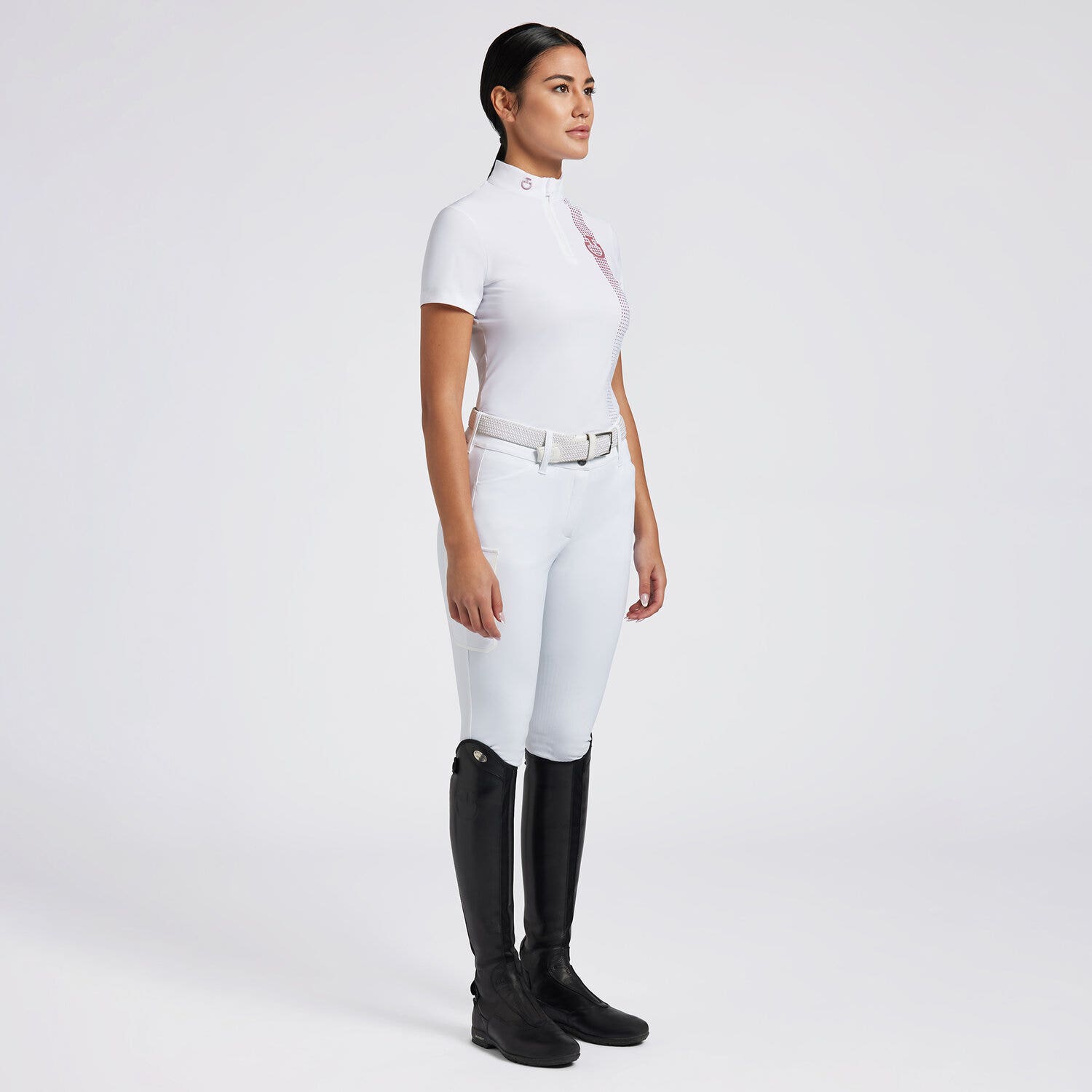 Cavalleria Toscana Cavalleria Toscana Women's Competition Shirt in Technical Jersey with zip WHITE-1