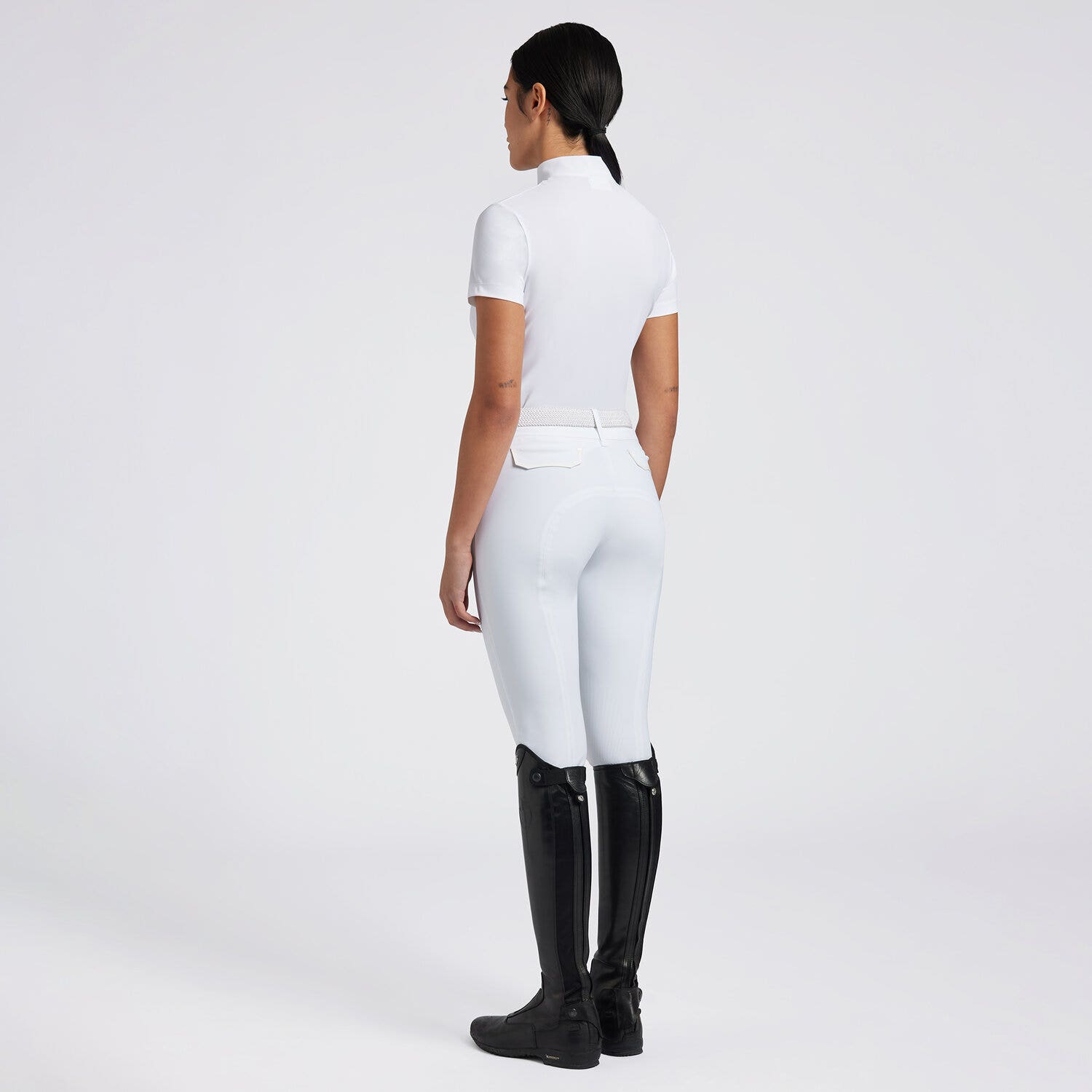 Cavalleria Toscana Cavalleria Toscana Women's Competition Shirt in Technical Jersey with zip WHITE-3