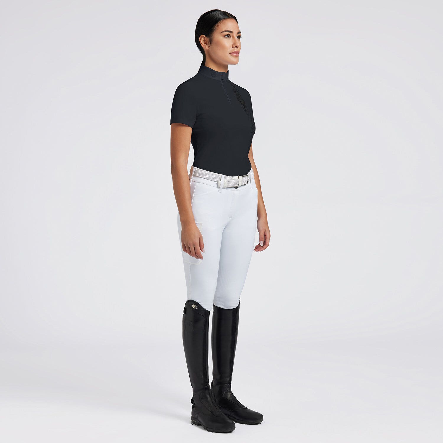 Cavalleria Toscana Cavalleria Toscana Women's Competition Shirt in Technical Jersey with zip DARK BLUE/DARK BLUE-1