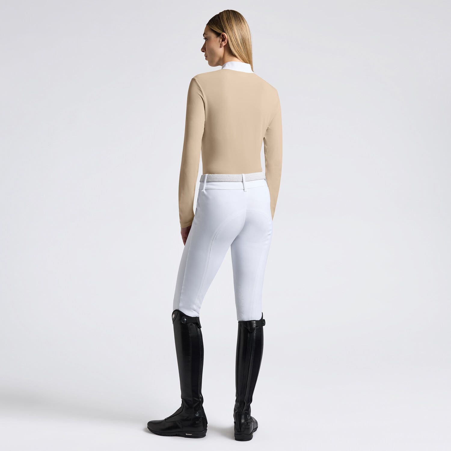 Cavalleria Toscana Cavalleria Toscana Women's Competition Shirt in Technical Jersey with zip BEIGE-2