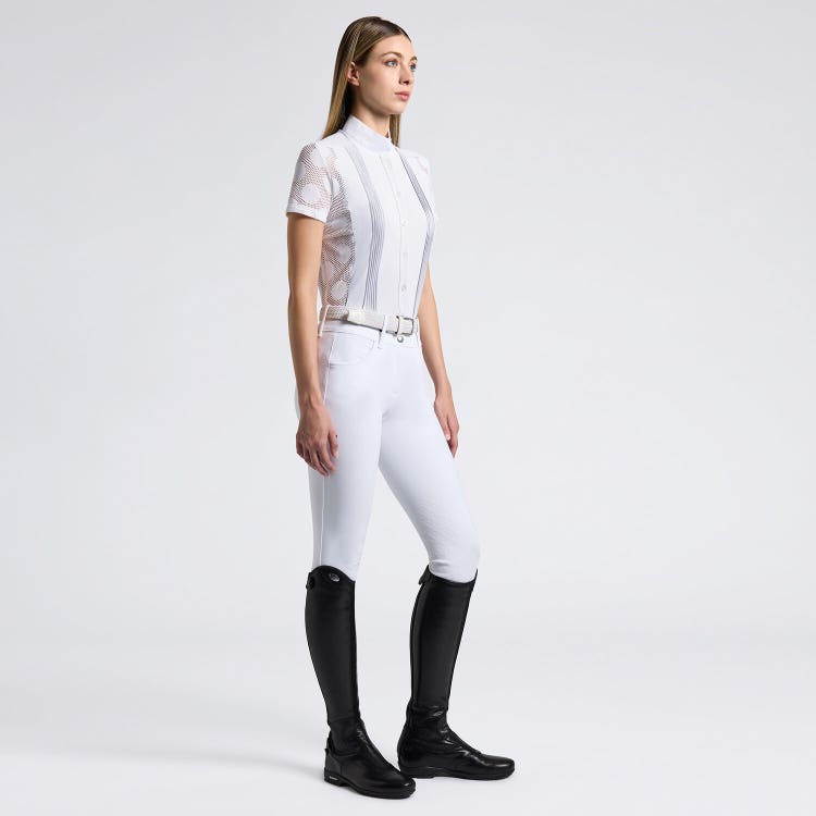 Cavalleria Toscana Women's Competition shirt in technical jaquard and jersey with buttons