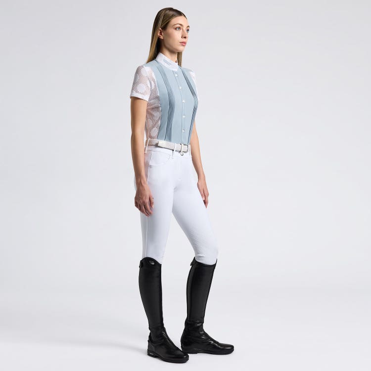 Cavalleria Toscana Women's Competition shirt in technical jaquard and jersey with buttons