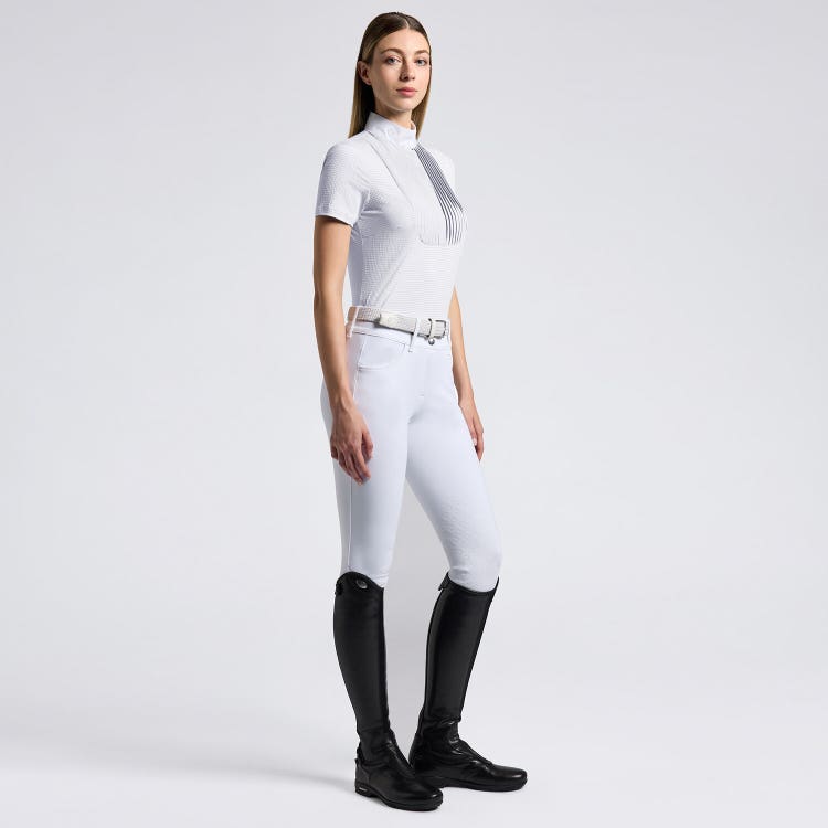 Cavalleria Toscana Camicia Cavalleria Toscana da Competizione da Donna in Jersey Tecnico e bottoni WHITE-1